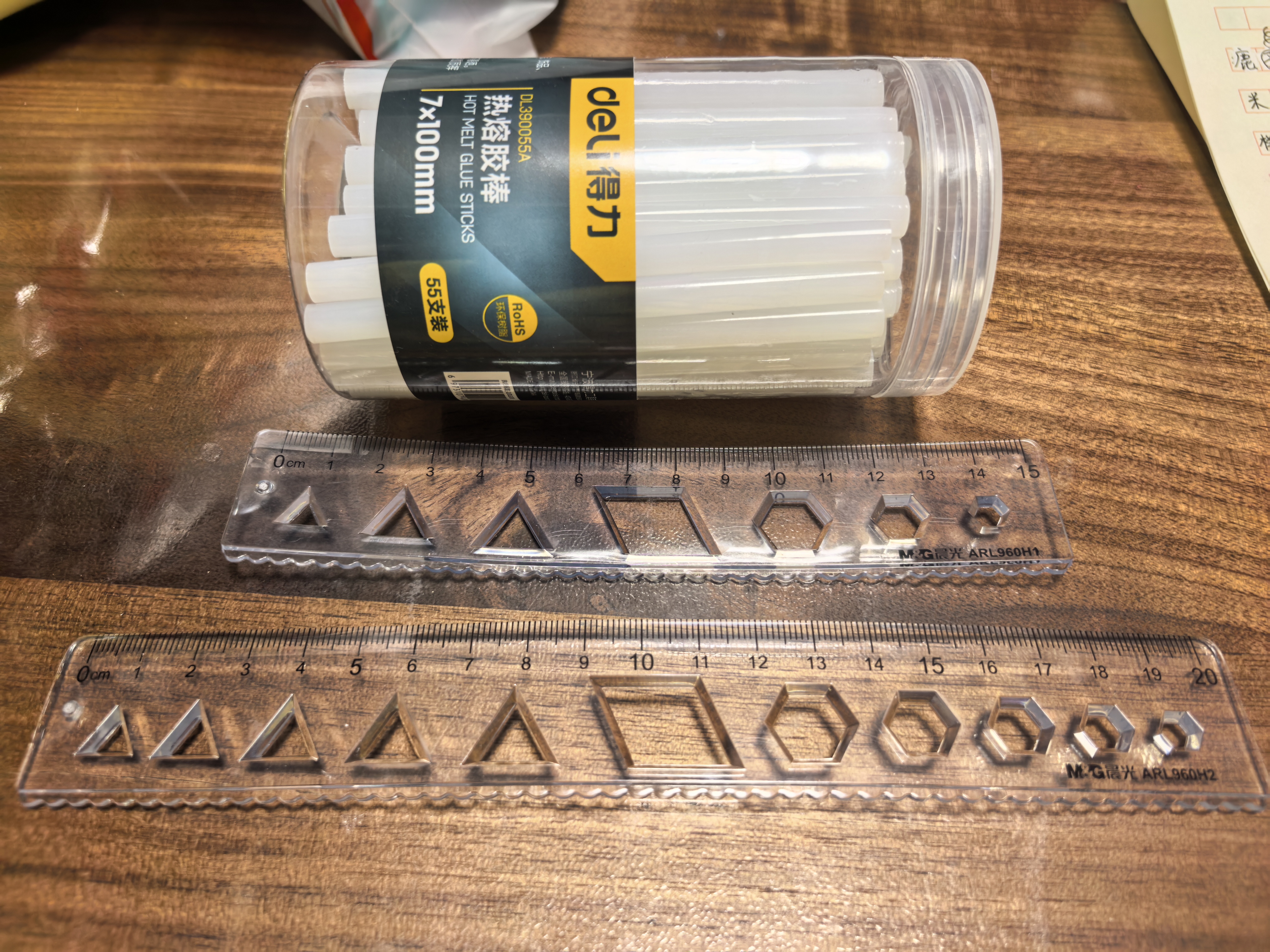 得力（deli）高粘性零甲醛热熔胶枪胶棒胶条家用DIY 55支桶装 7*100mm 实拍图