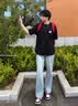 趣米乐浅蓝色cleanfit微喇牛仔裤男春秋季美式高街vibe修身窄版弯刀裤子 浅蓝色 XL 实拍图