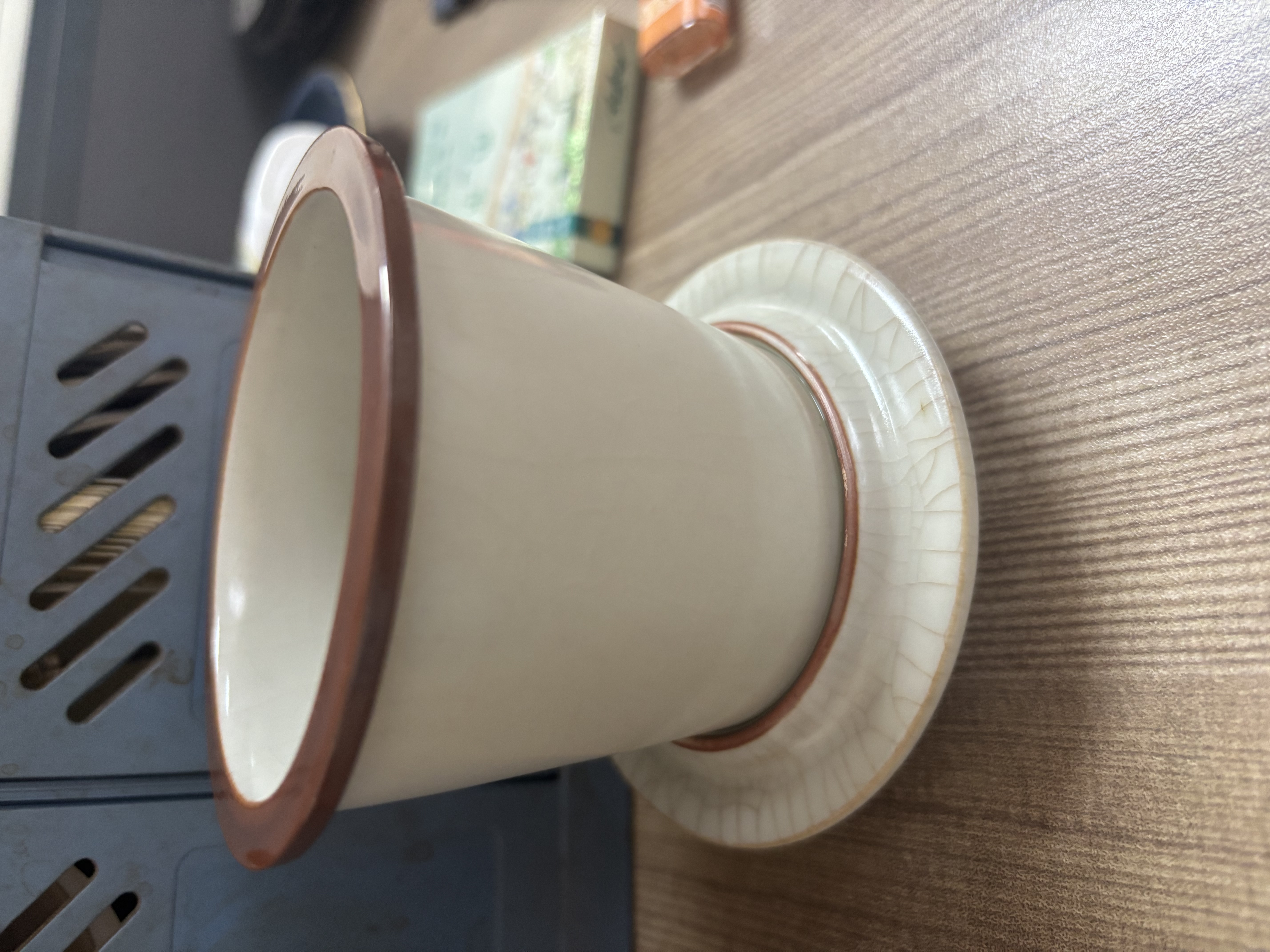 悟道莲花汝窑茶杯三件套冰裂开片茶水分离陶瓷杯带盖办公杯商务送礼泡茶杯 实拍图