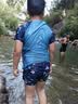 佑游儿童泳衣男童游泳衣分体泳裤男孩透气温泉泳衣五件套32038蓝色3XL 实拍图