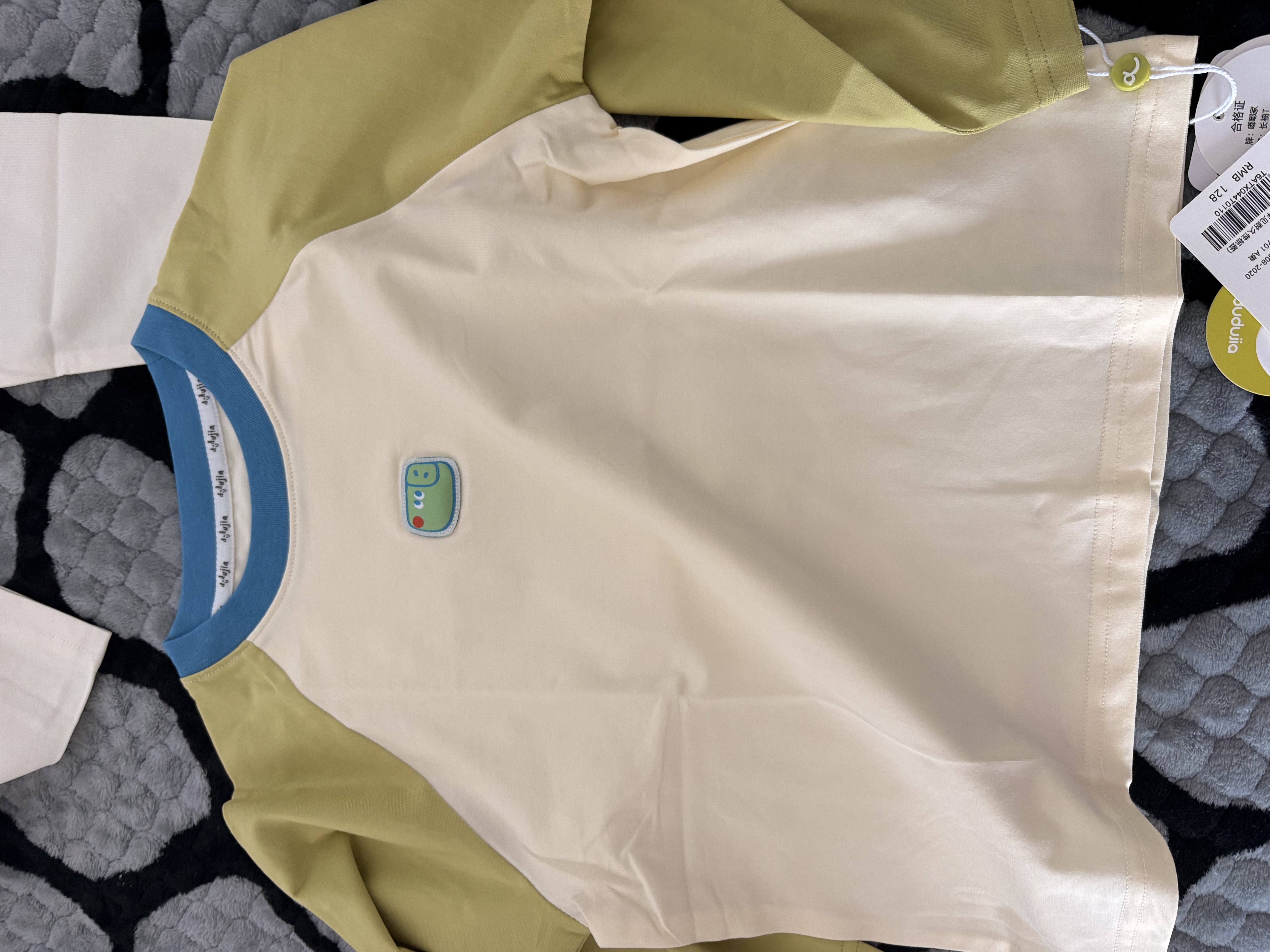 嘟嘟家[7A抑菌]儿童衣服秋装男童T恤长袖秋女童衣服宝宝童装潮 绿色110 实拍图