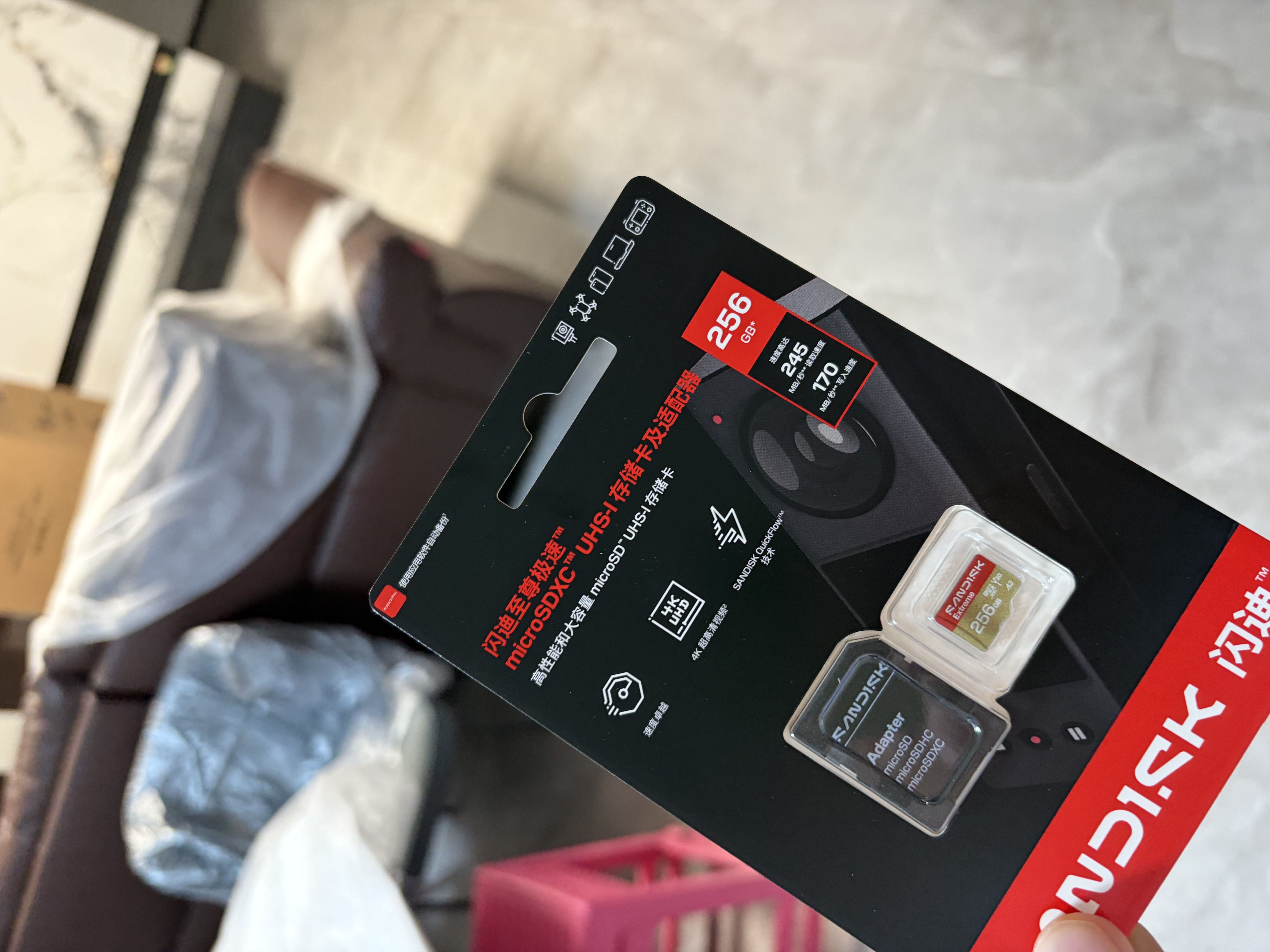 Sandisk闪迪256GB TF(MicroSD)内存卡4K极速金卡A2 V30 U3兼容大疆Pocket3/4P/Action 6运动相机/无人机存储卡 实拍图
