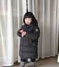 保姆鹅 【风墙】儿童羽绒服宝宝中长款护脸厚款外套保暖童装[NG2664] 炭黑 150 实拍图