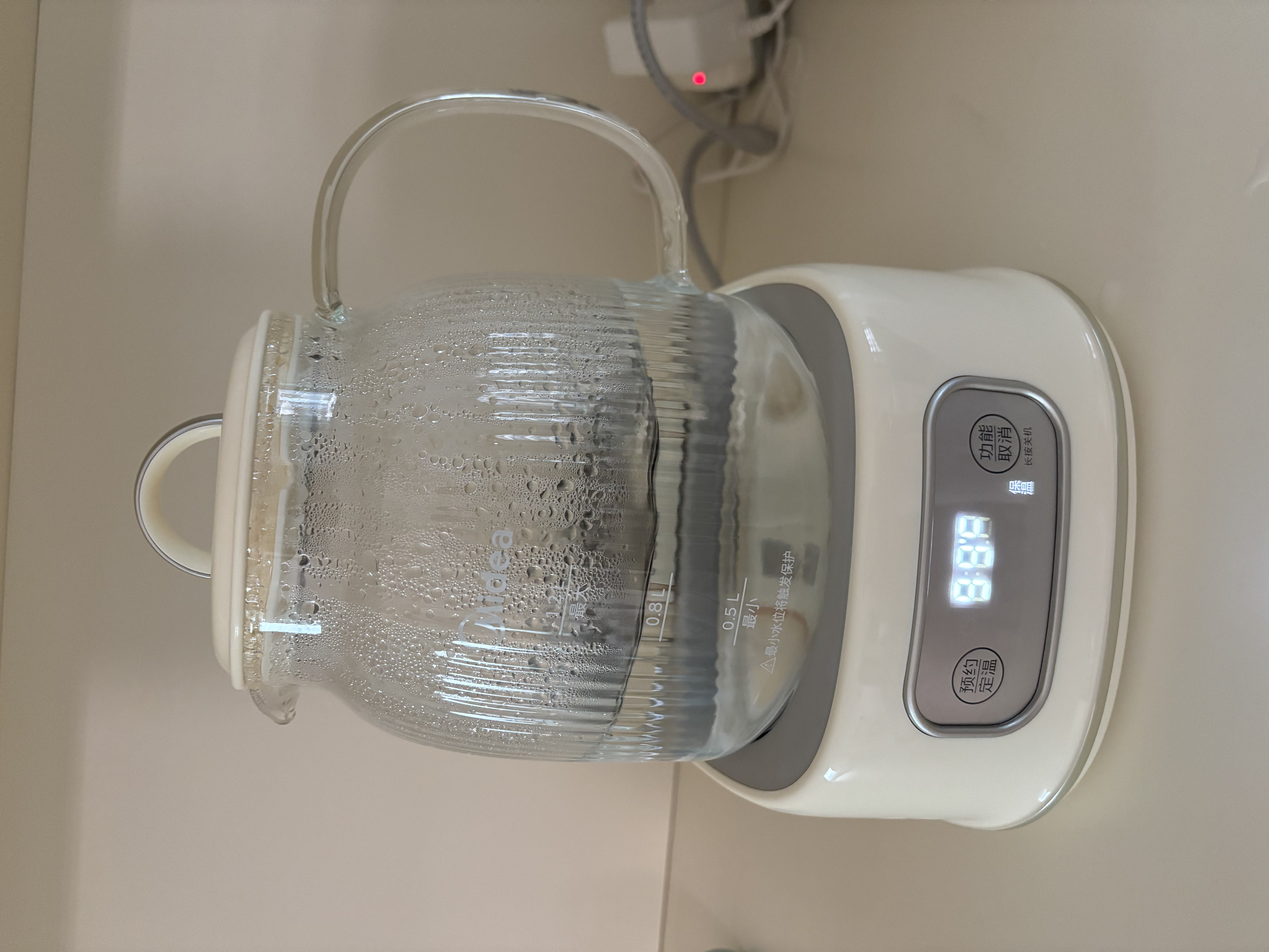 美的（Midea）0胶水全玻璃全自动养生壶煮茶壶母婴泡奶机烧水壶恒温电热水壶煮茶器花茶壶1.2L MK-YS12B103 实拍图