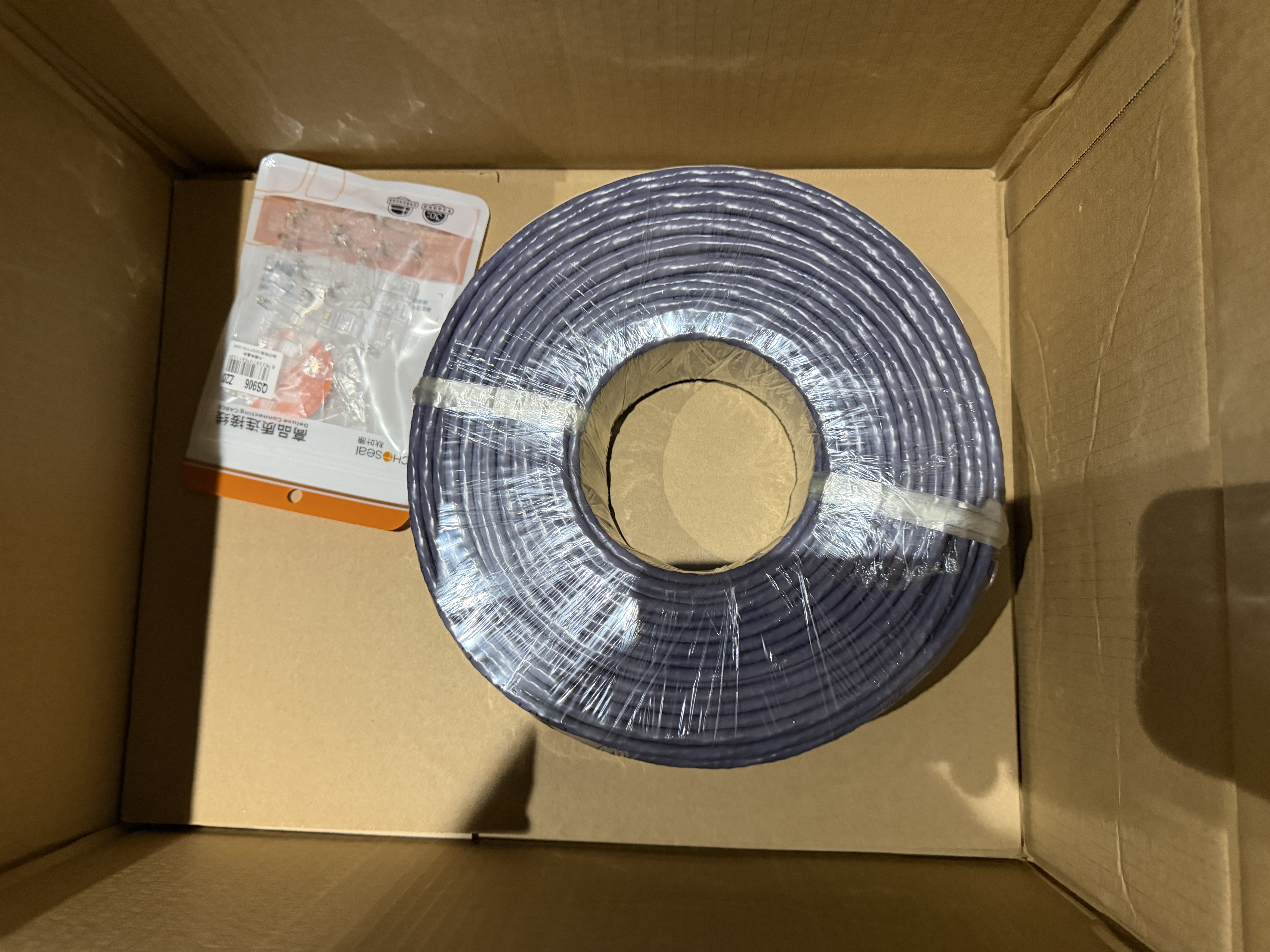 秋叶原（CHOSEAL）六类千兆网线【0.57±0.02mm】CAT6类纯铜线芯 非屏蔽工程家装电脑网络监控布线箱线100米 QS2619A 实拍图