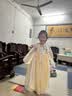 萌乎汉服女童2026秋新款儿童国风超仙古装连衣裙中秋演出服 黄蓝 120 实拍图