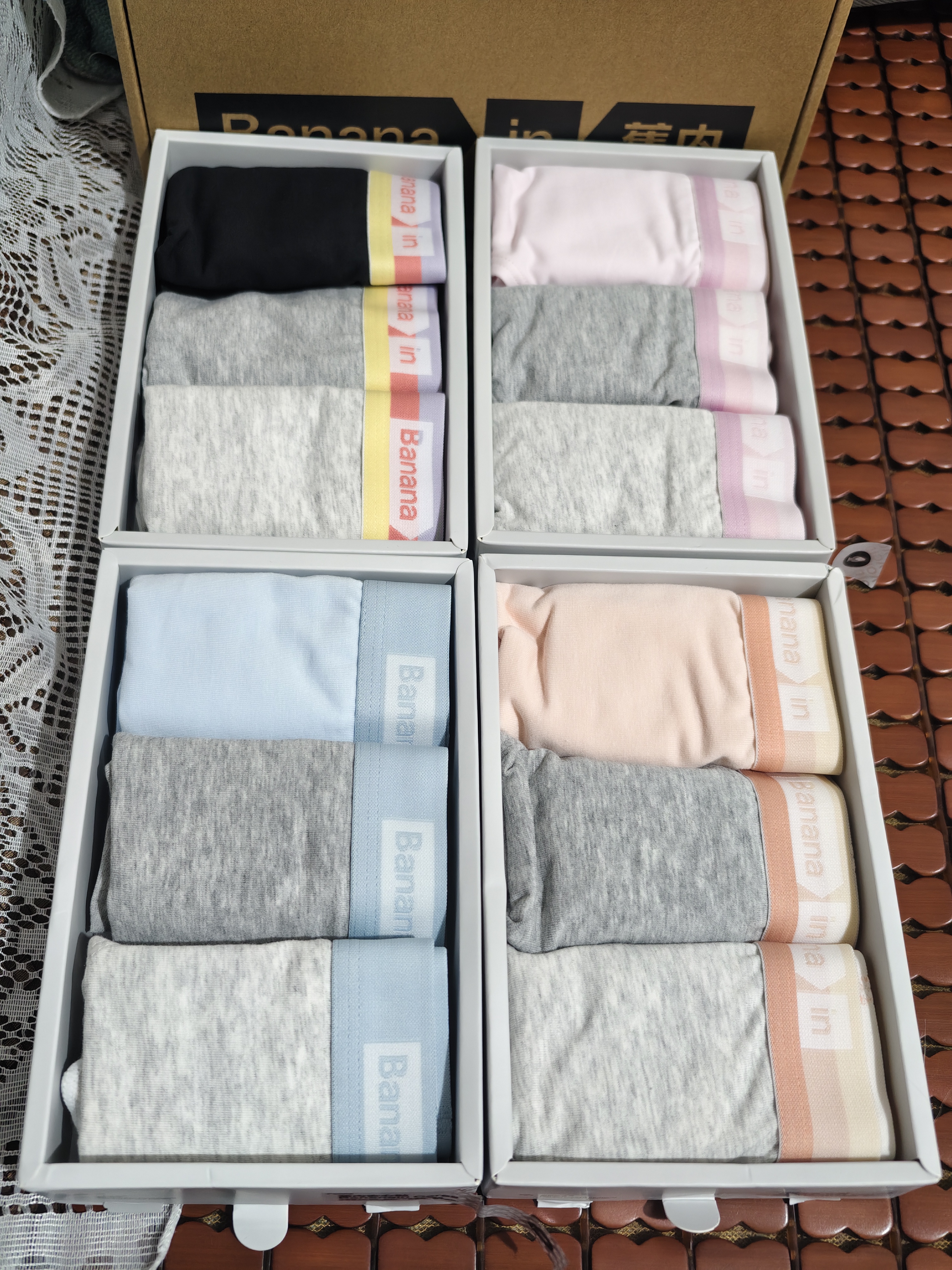 蕉内银皮301S女士精梳棉内裤女生中腰10A抗菌撞色腰带透气三角礼盒3件 实拍图