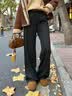 浪莎运动裤女秋冬新款小个子阔腿裤含羊毛休闲裤加绒加厚宽松软糯卫裤 实拍图