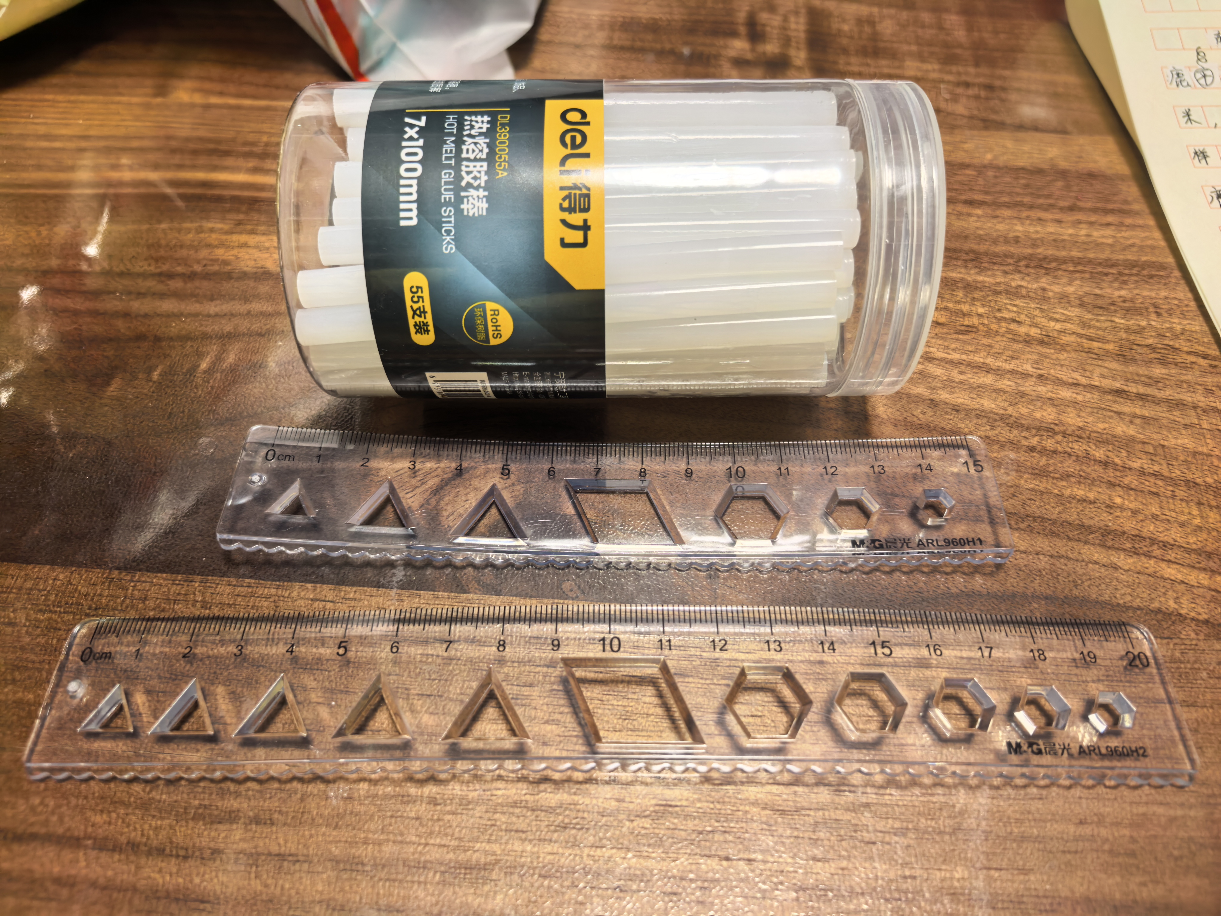 得力（deli）高粘性零甲醛热熔胶枪胶棒胶条家用DIY 55支桶装 7*100mm 实拍图