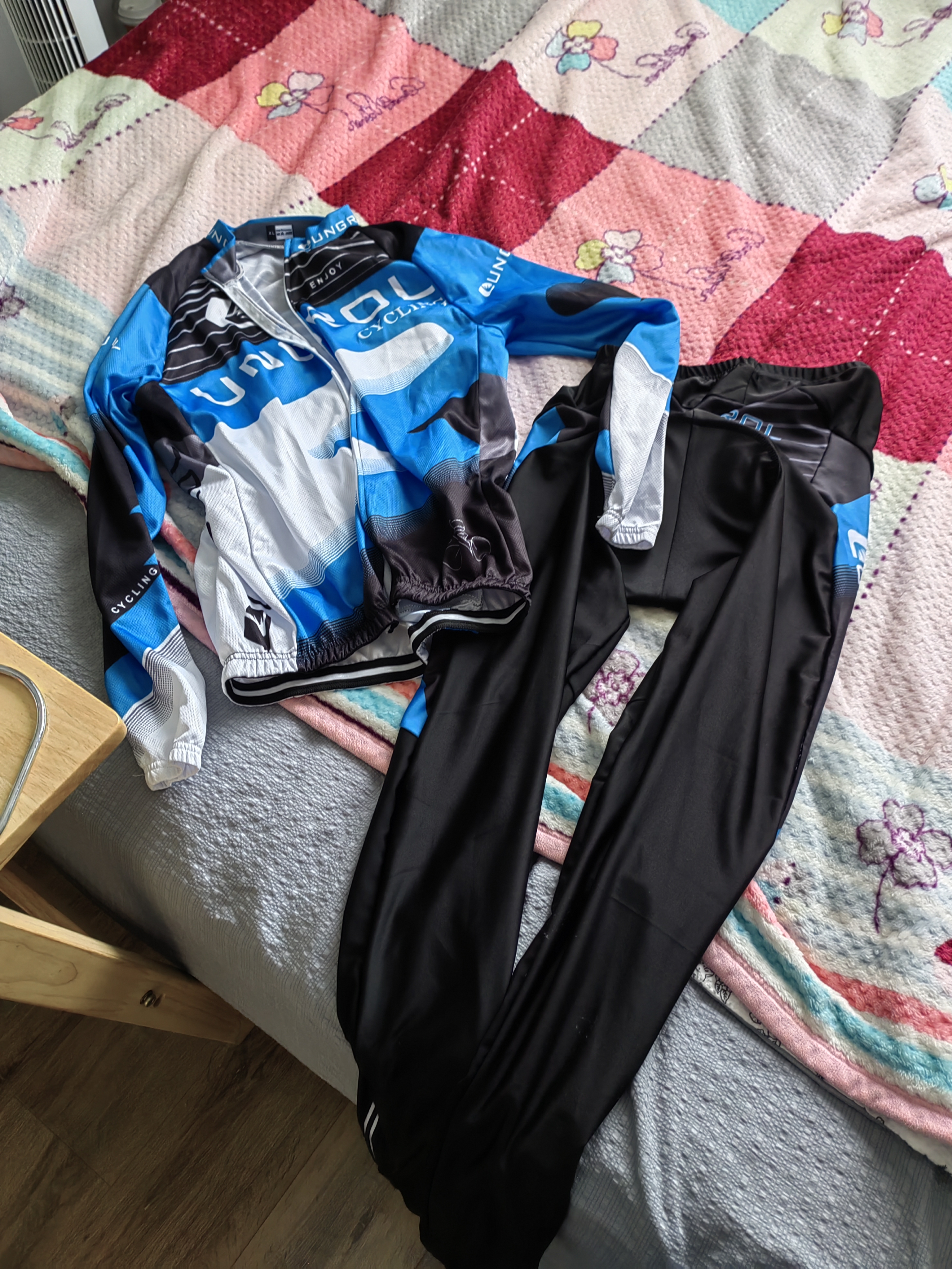 自行车骑行服男长袖裤子套装保暖透气速干春夏秋冬四季户外运动山地车装备 闪电蓝 XL 实拍图