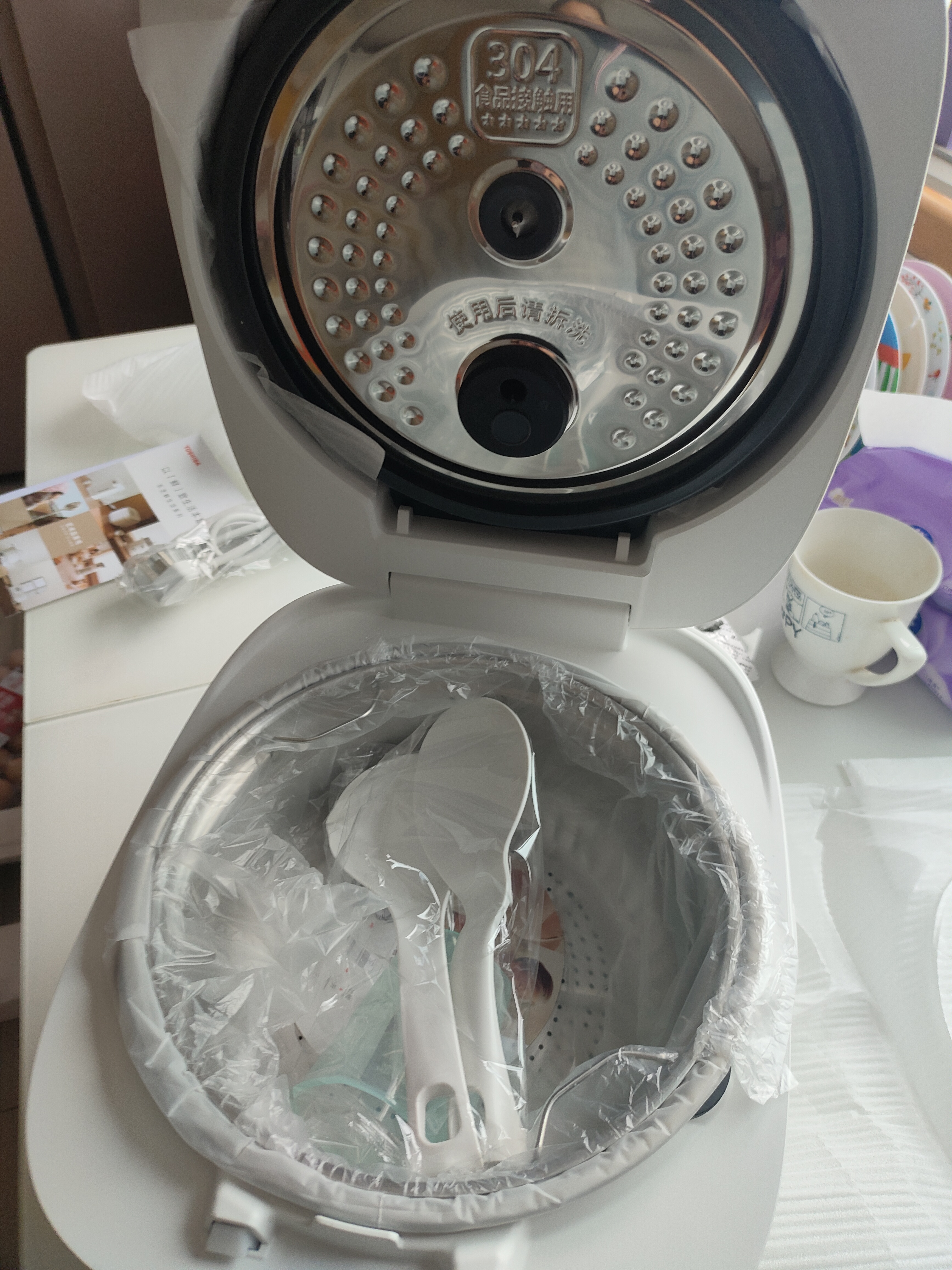 东芝（TOSHIBA）【旗舰爆款】0涂层电饭煲4-5人无涂层不沾316L不锈钢内胆家用电饭锅RC-15HOVC(W) 实拍图