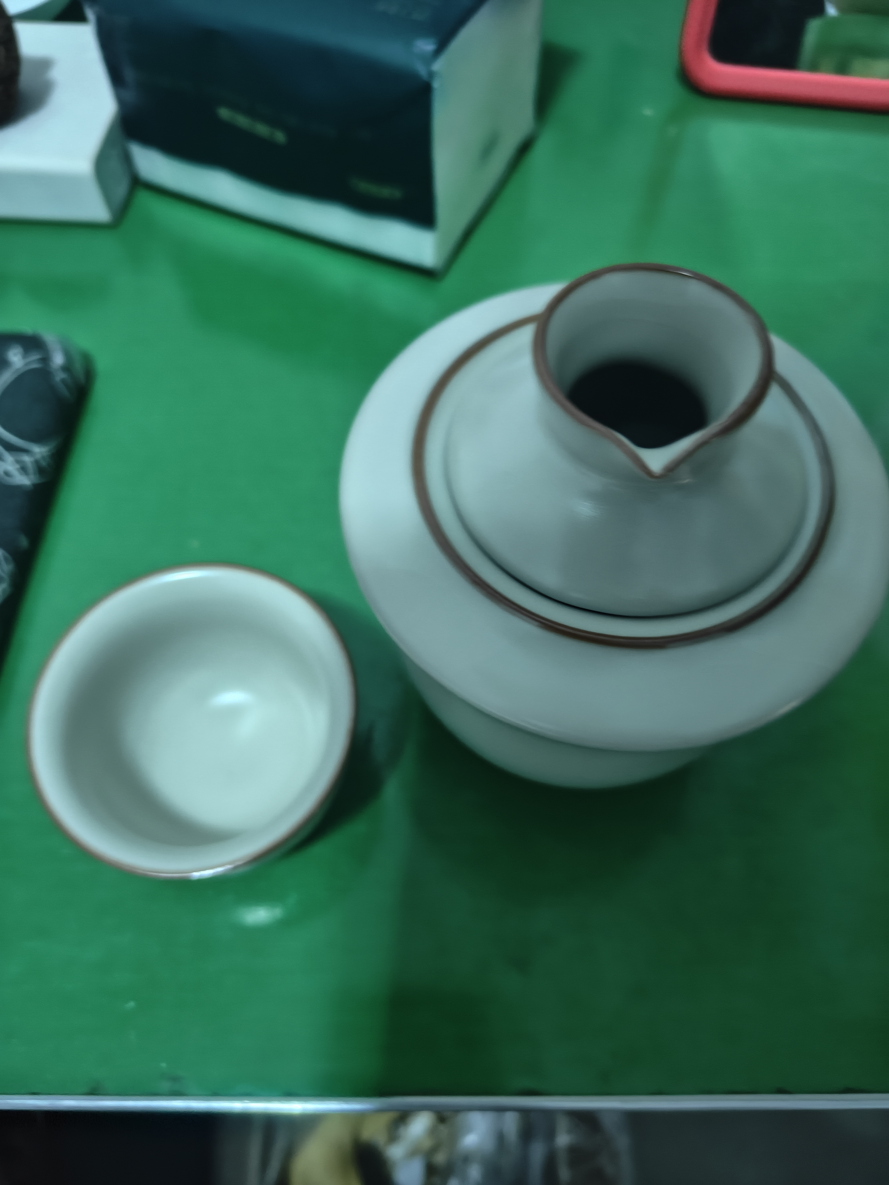 兮元记米黄汝窑温酒器套装烫酒壶家用暖酒热酒壶陶瓷白酒黄酒酒杯酒器 米黄汝窑圆悦温酒器套装（一壶一杯）【简装】 实拍图
