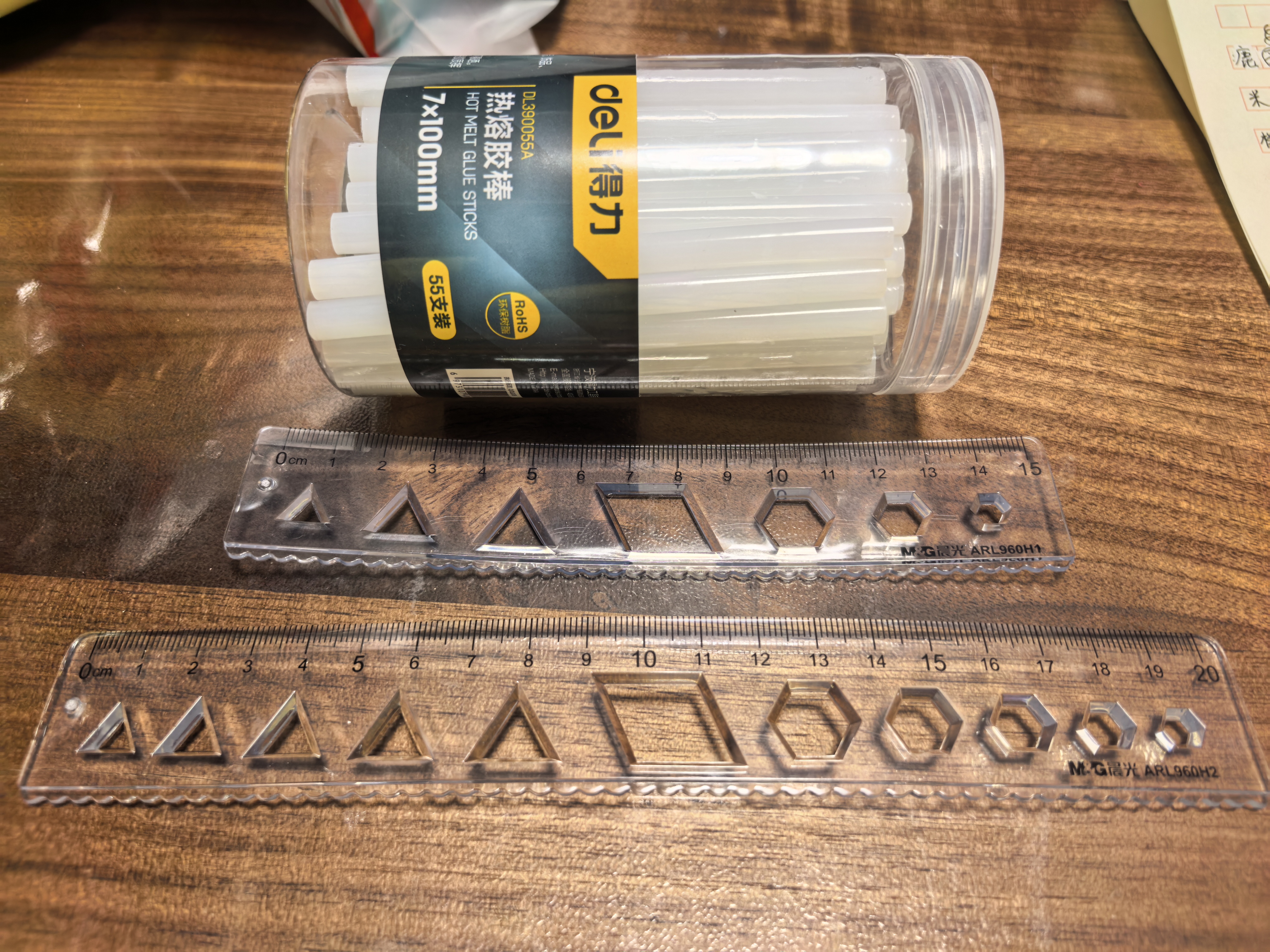 得力（deli）高粘性零甲醛热熔胶枪胶棒胶条家用DIY 55支桶装 7*100mm 实拍图