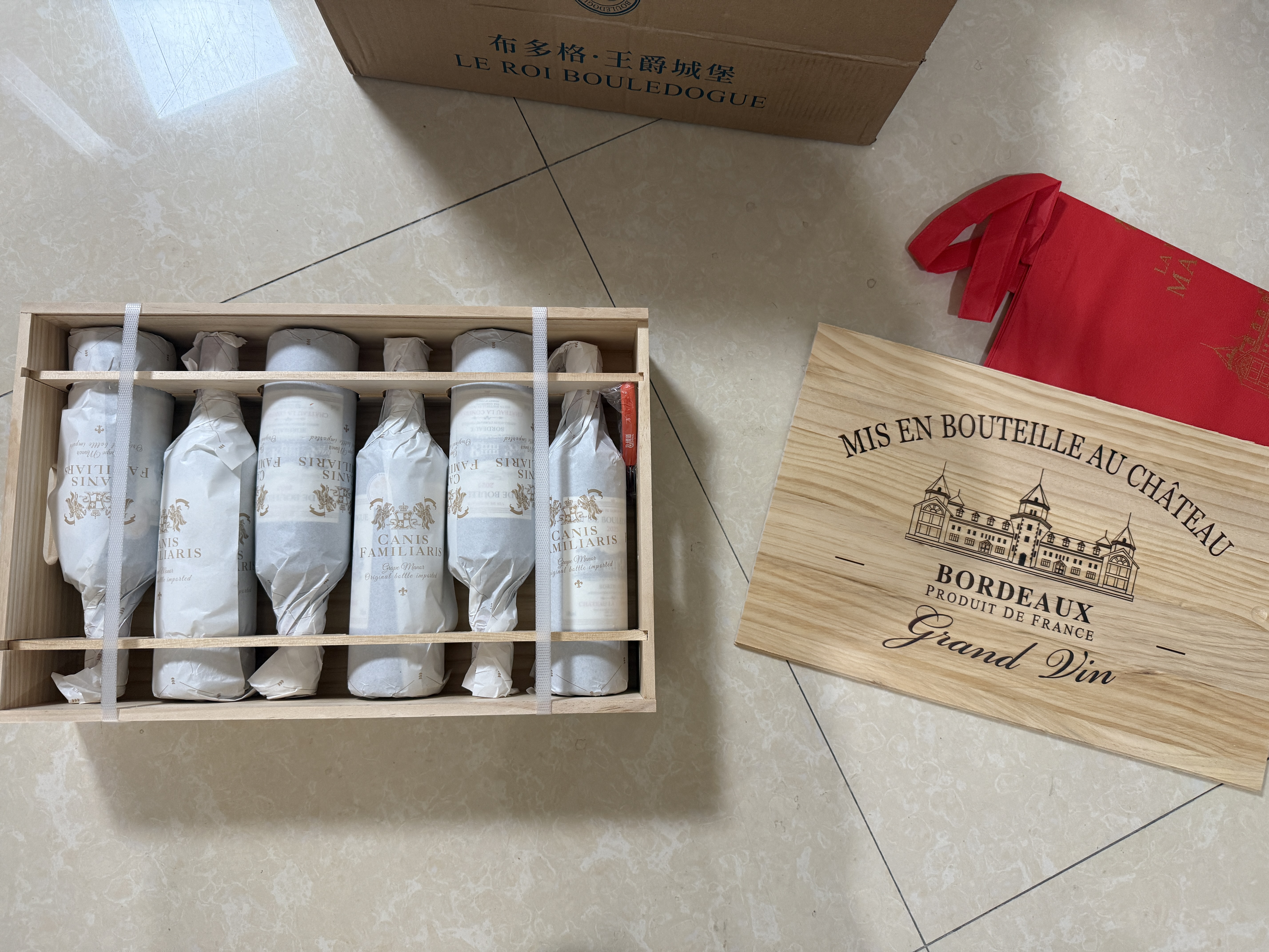 CANIS FAMILIARIS法国原瓶进口波尔多AOC红酒 王爵干红葡萄酒750ml*6支木箱礼盒装 实拍图