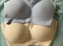 ubras【2件装】无尺码免拆内衣女V领后U背心无钢圈文胸罩无痕舒适包裹 隐形肤+奶盐蓝 均码 （A-C杯） 实拍图