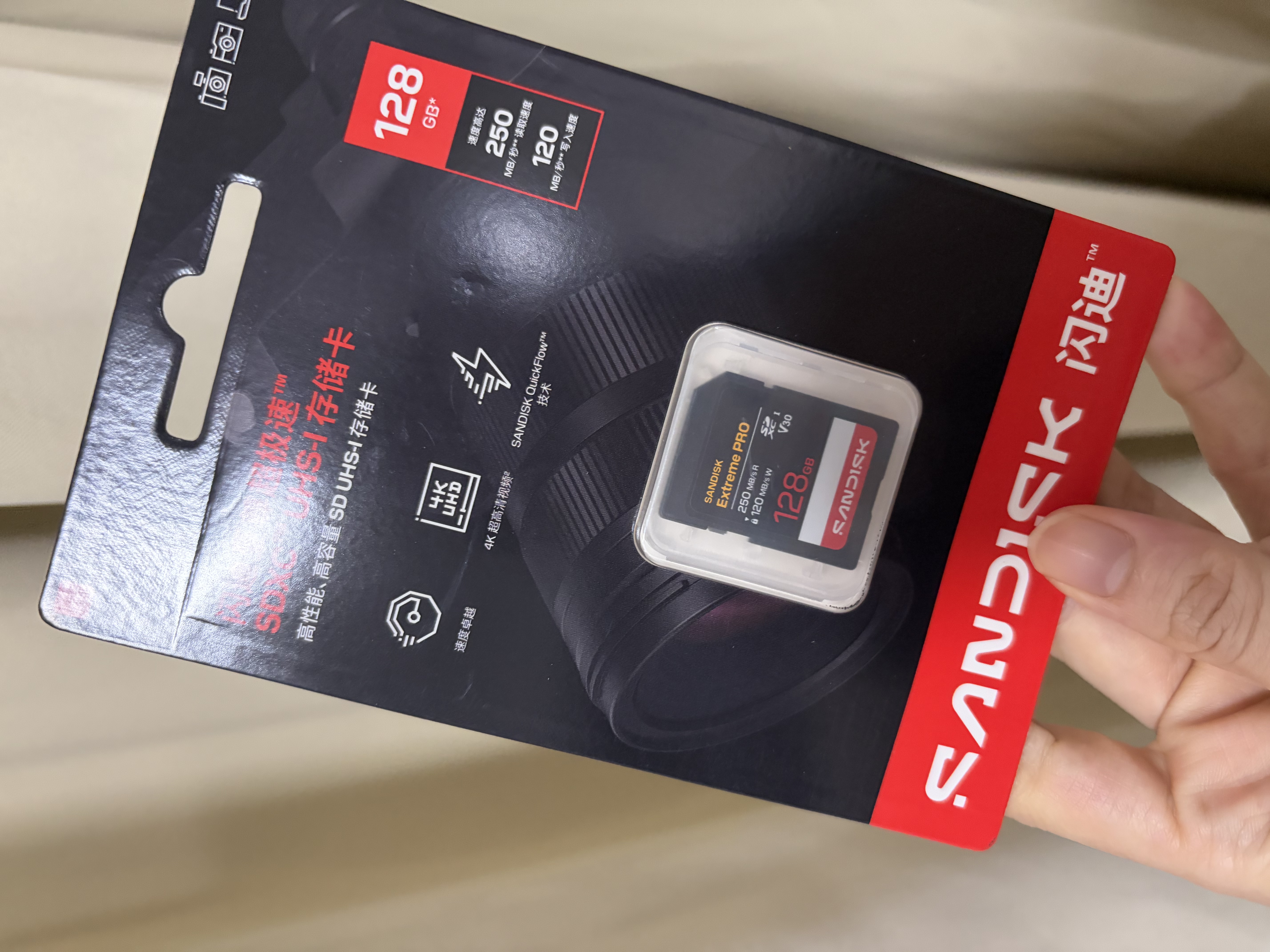 Sandisk闪迪128GB SD内存卡 4K V30 U3 C10 相机存储卡 读速200MB/s 写速90MB/s 微单/单反相机内存卡 实拍图