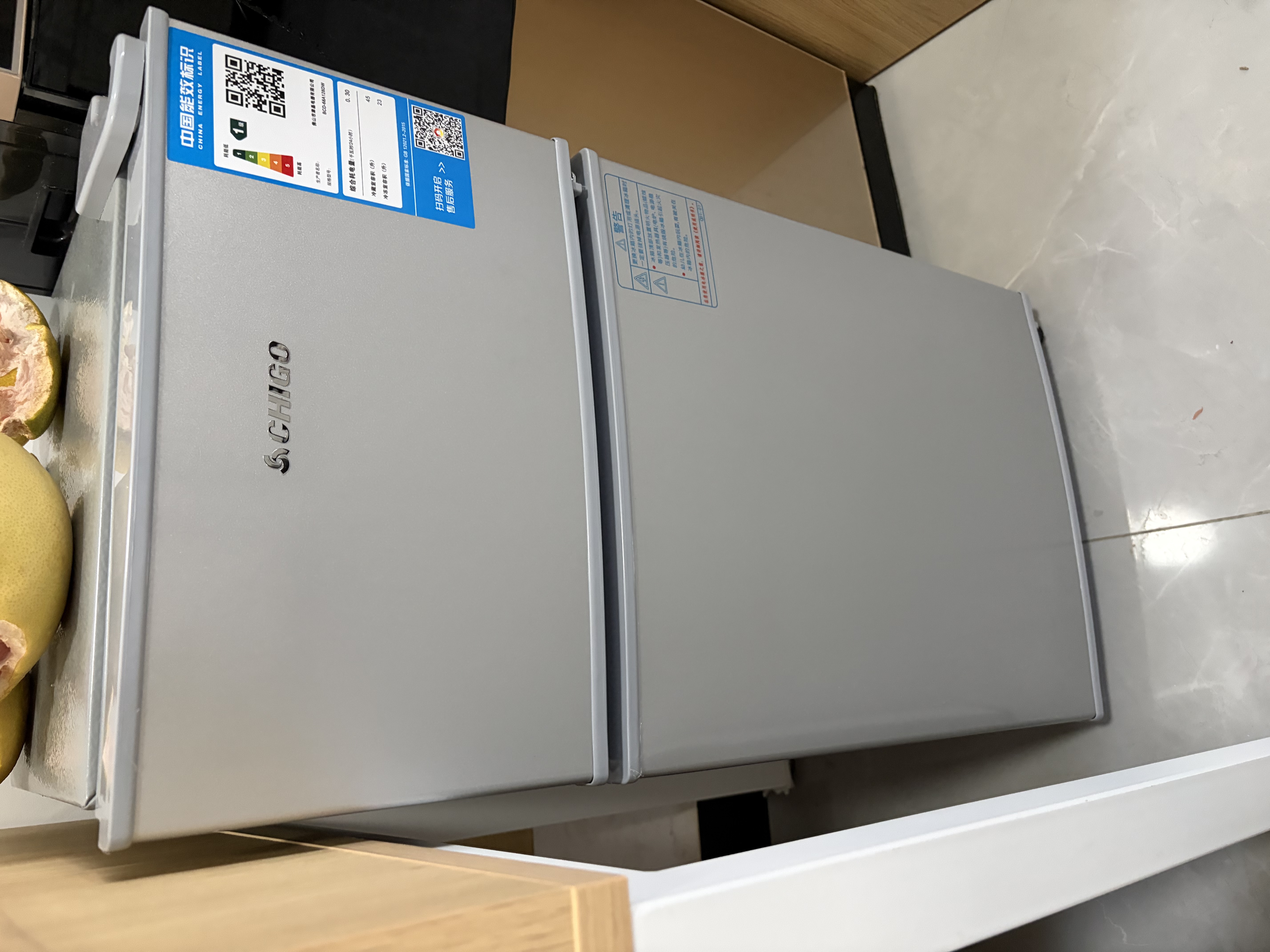 志高（CHIGO）小冰箱迷你小型家用冷藏冷冻两用宿舍出租房用双门办公室电冰箱节能省电 【一级能效】58L银色【全国联保丨节能省电】 实拍图