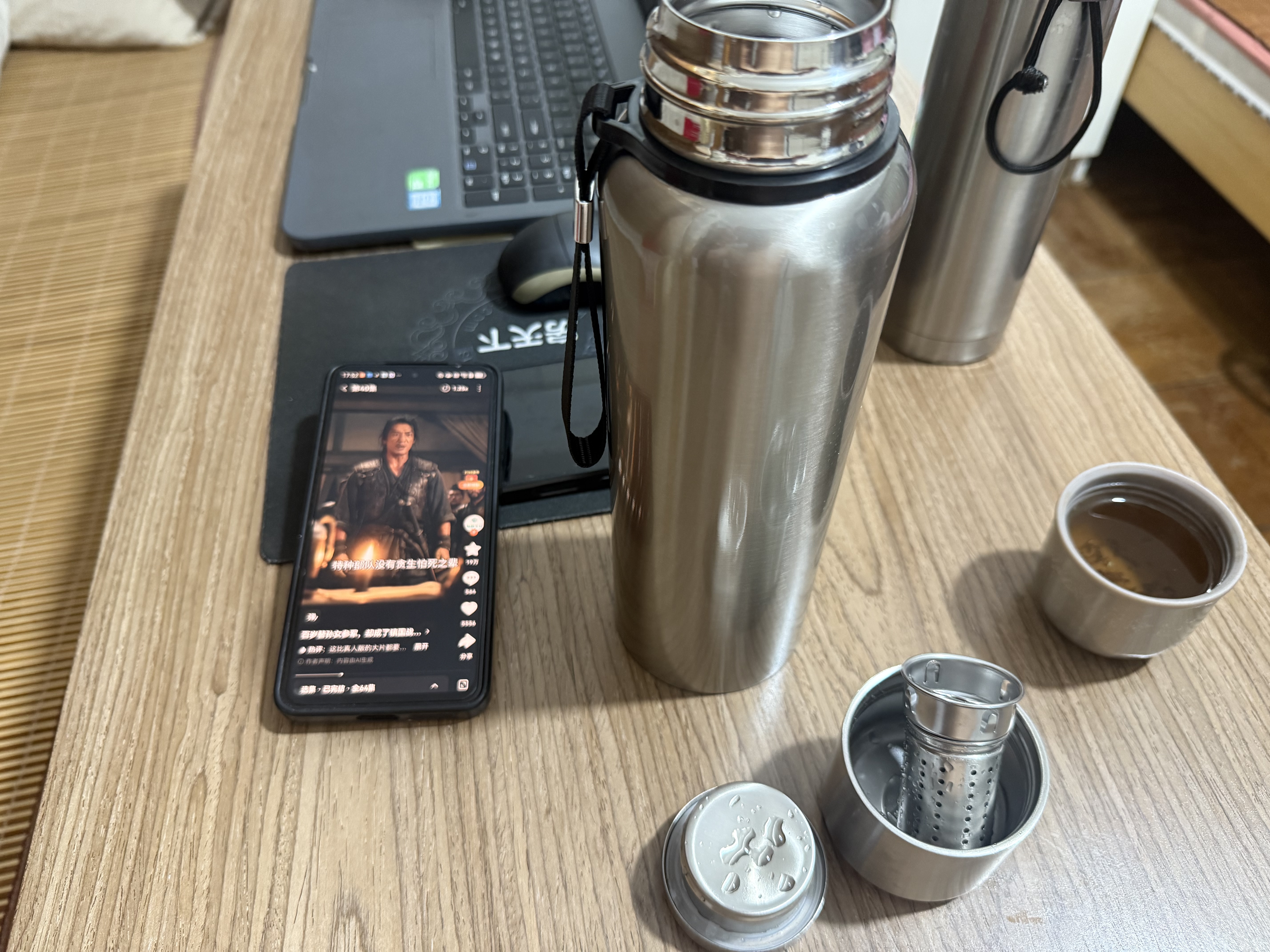 保温杯男士316不锈钢内底保温壶便携泡茶杯大容量茶水分离水杯子 钢本色800ml[茶水分离/喝水盖] 实拍图