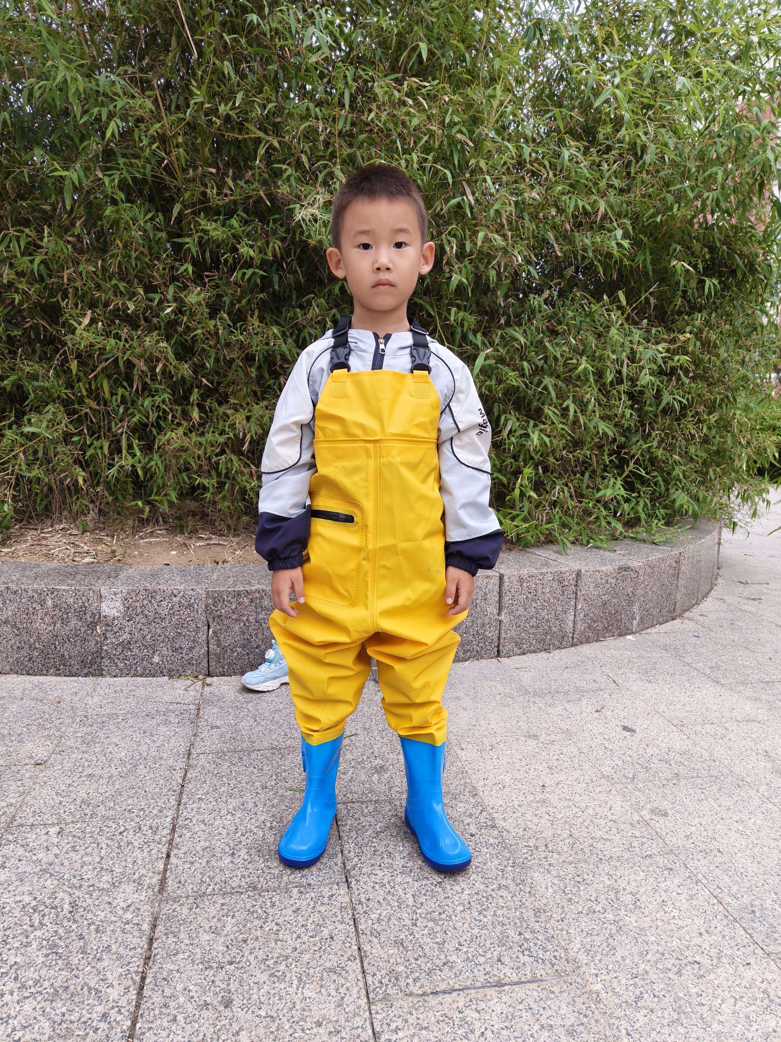 臻佑（Grsaed）赶海连体裤儿童下水裤捉鱼玩水涉水服水裤水鞋一体玩沙水裤黄32码 实拍图