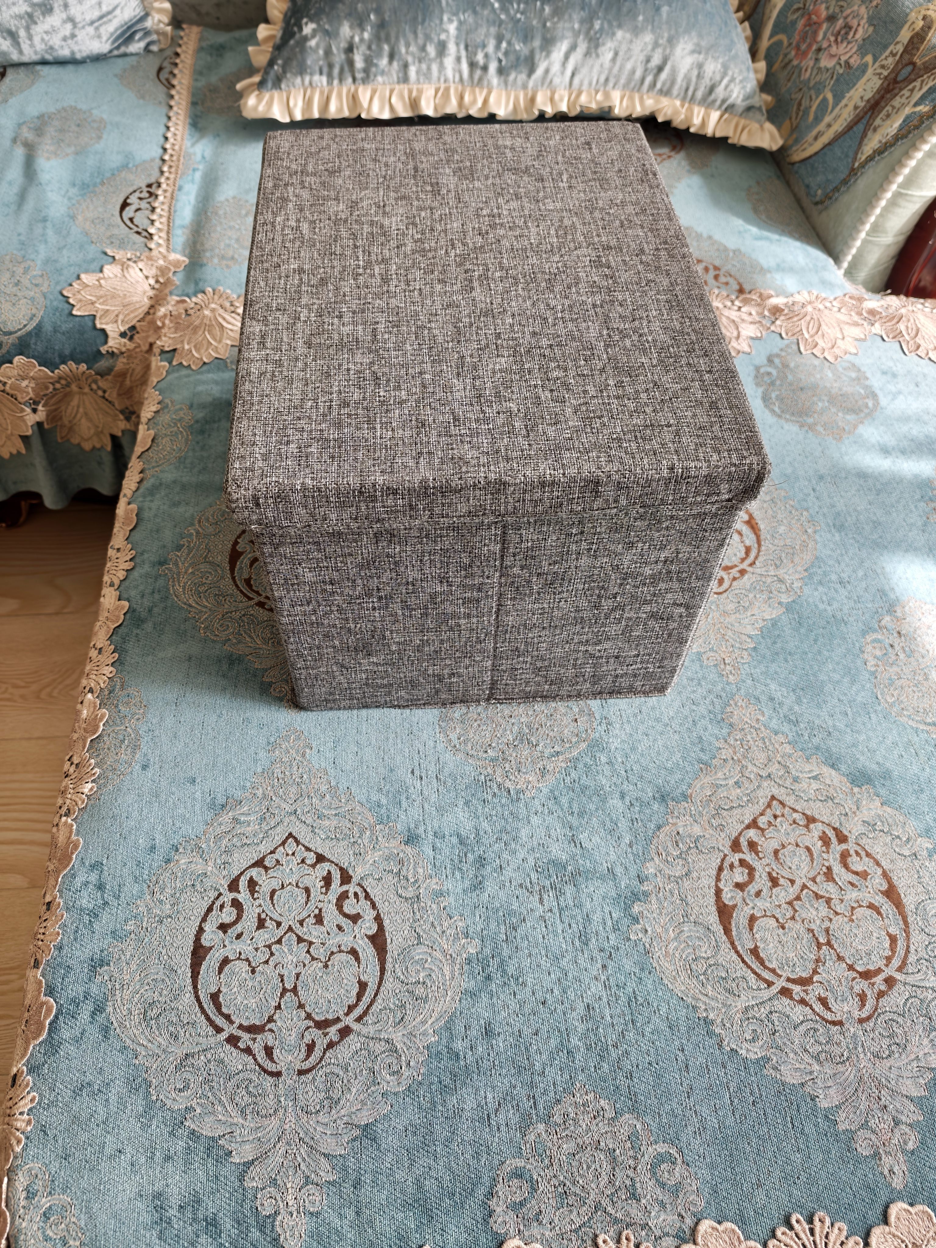 邦尼美家收纳箱有盖大容量布艺衣服整理箱儿童玩具衣柜衣物收纳盒子储物箱 莫兰迪灰【优质棉麻|透气防霉】 大号（40*30*25）可折叠 实拍图