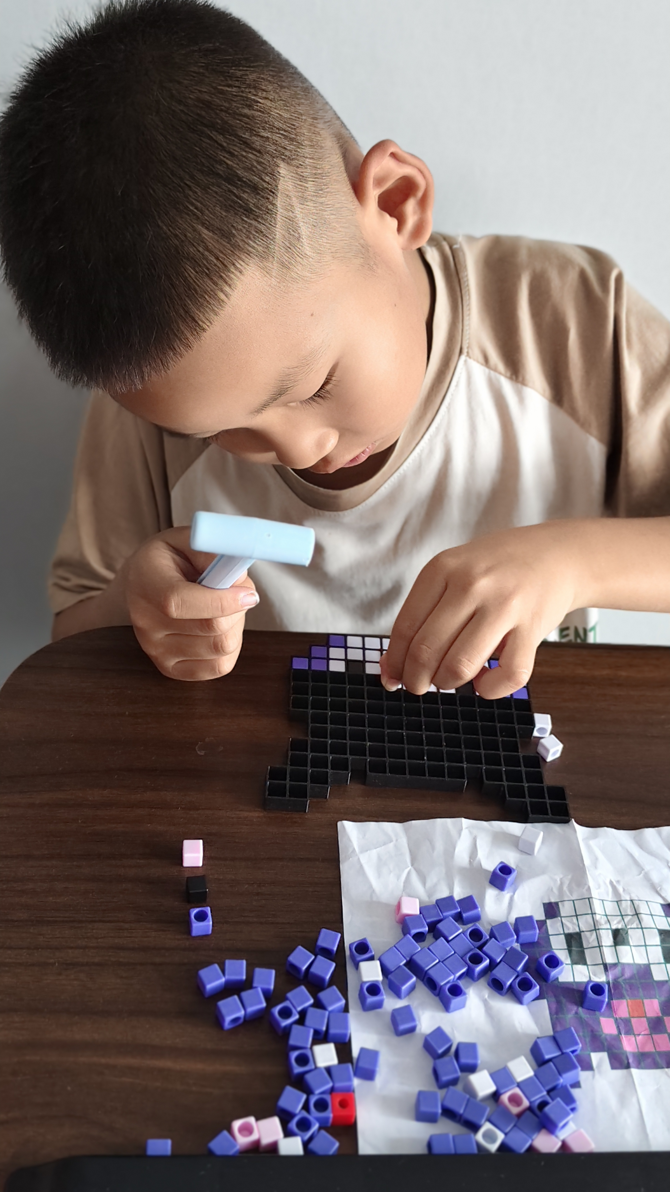 尚美贝贝儿童敲拼豆豆玩具套装手工diy材料包益智拼装搭男孩女孩生日礼物 实拍图
