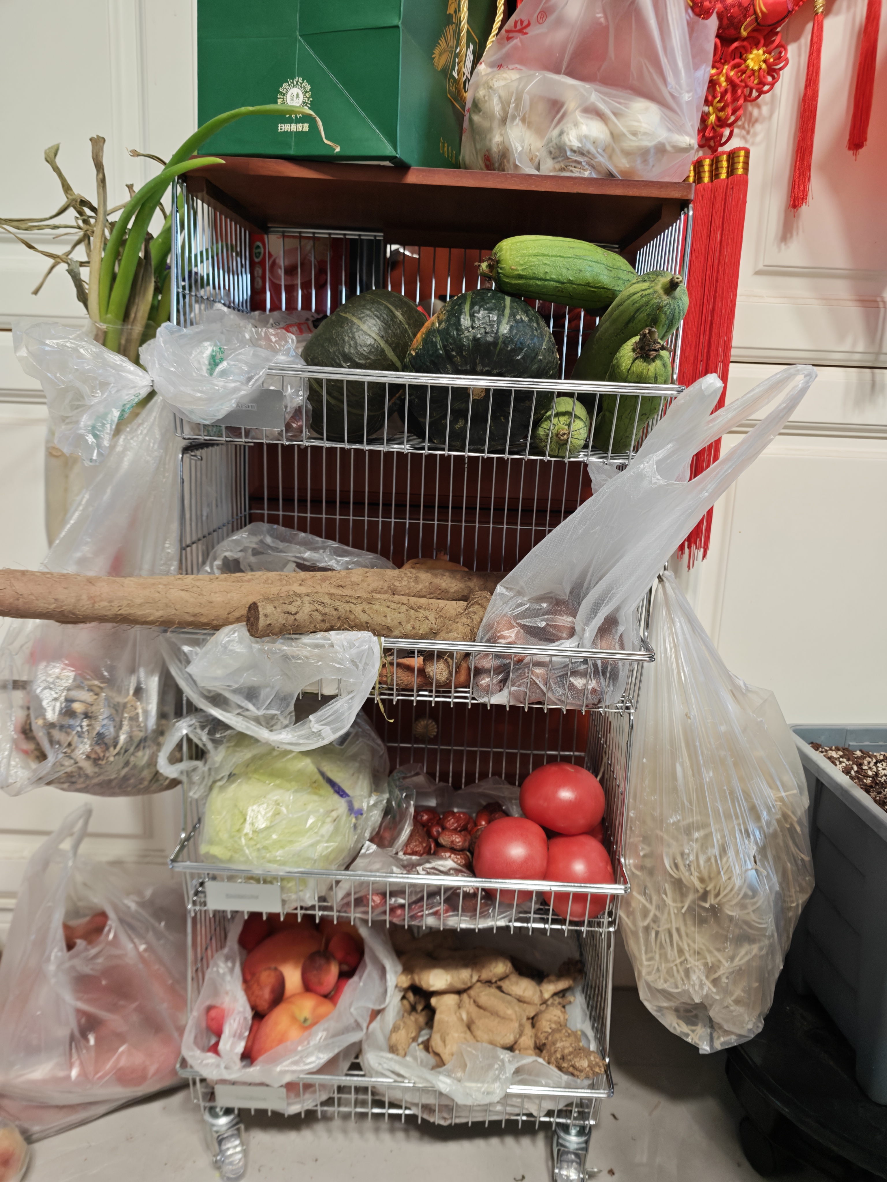 帅仕（shuaishi）厨房蔬菜置物架蔬菜收纳架菜篮置物架零食小推车移动置物架落地 实拍图