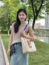 CALWAN KEODH轻奢牛皮托特包单肩女包2026新款手提包生日礼物高级感送女友老婆 蓝色-小众品牌时尚百搭通勤 实拍图