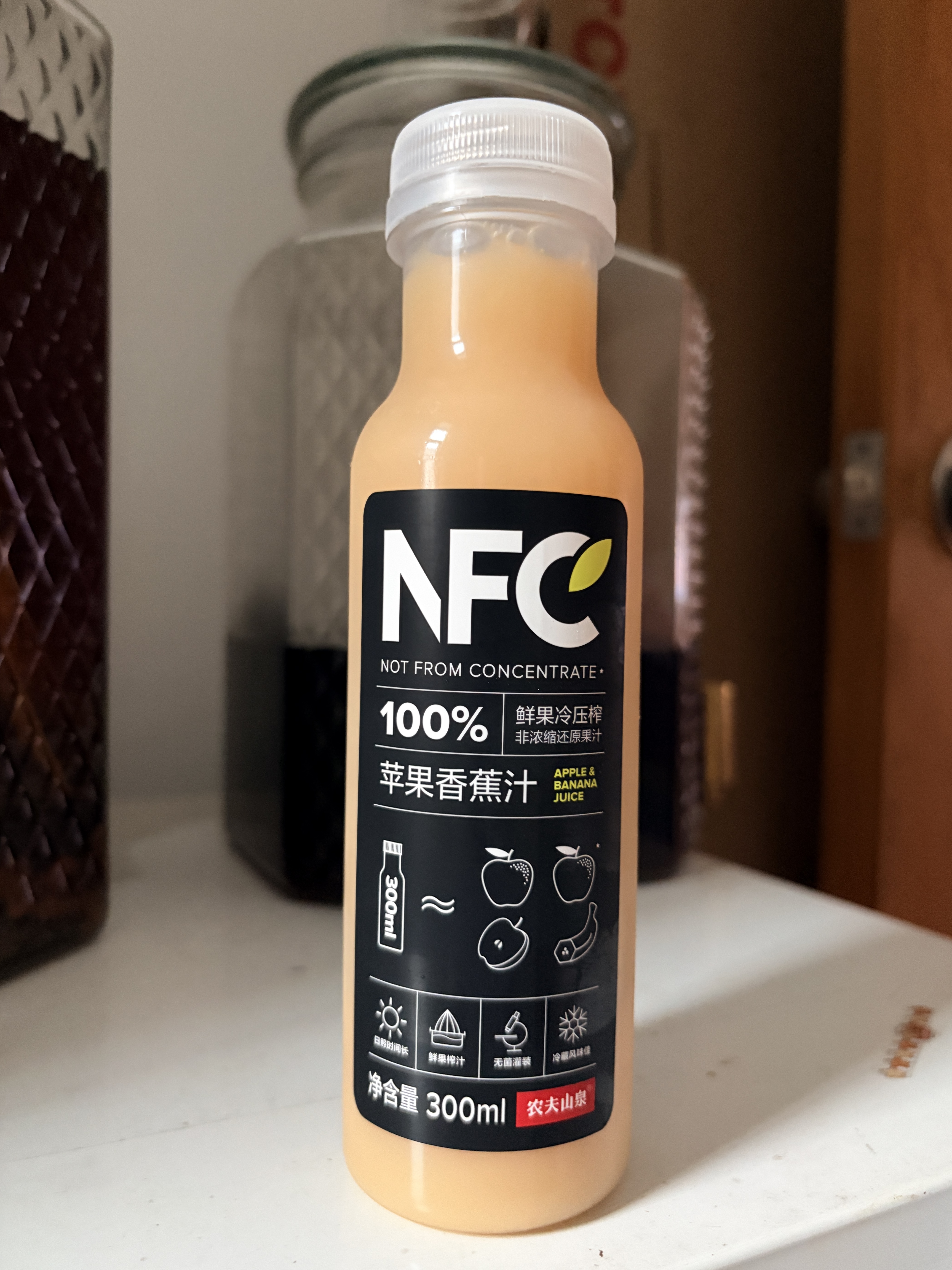 农夫山泉100%纯果汁NFC苹果香蕉混合汁300ml*10瓶整箱鲜果压榨礼盒 实拍图