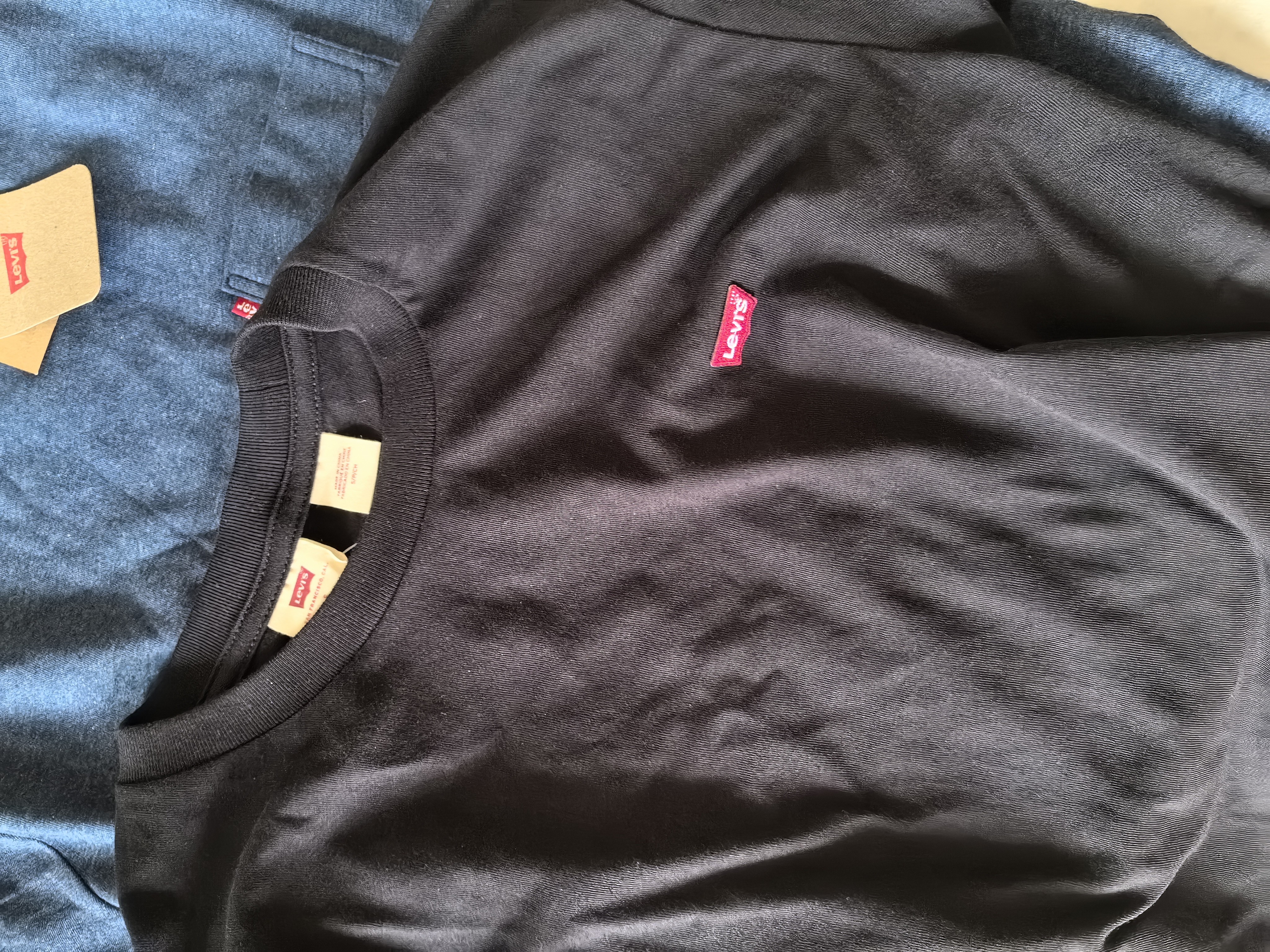 Levi's李维斯情侣同款美式复古简约休闲时尚宽松LOGO印花短袖T恤 黑色 002U3-0001 S 实拍图