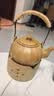 围炉煮茶南瓜提梁壶柴烧粗陶温茶温酒套组复古便携式1壶1炉 土黄色 310ml 1壶+1炉+送2个小蜡烛 实拍图