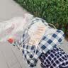 MUJI[自营限定款]男士无侧缝 双层纱织睡衣 纯棉家居服 藏青色格纹 L 实拍图