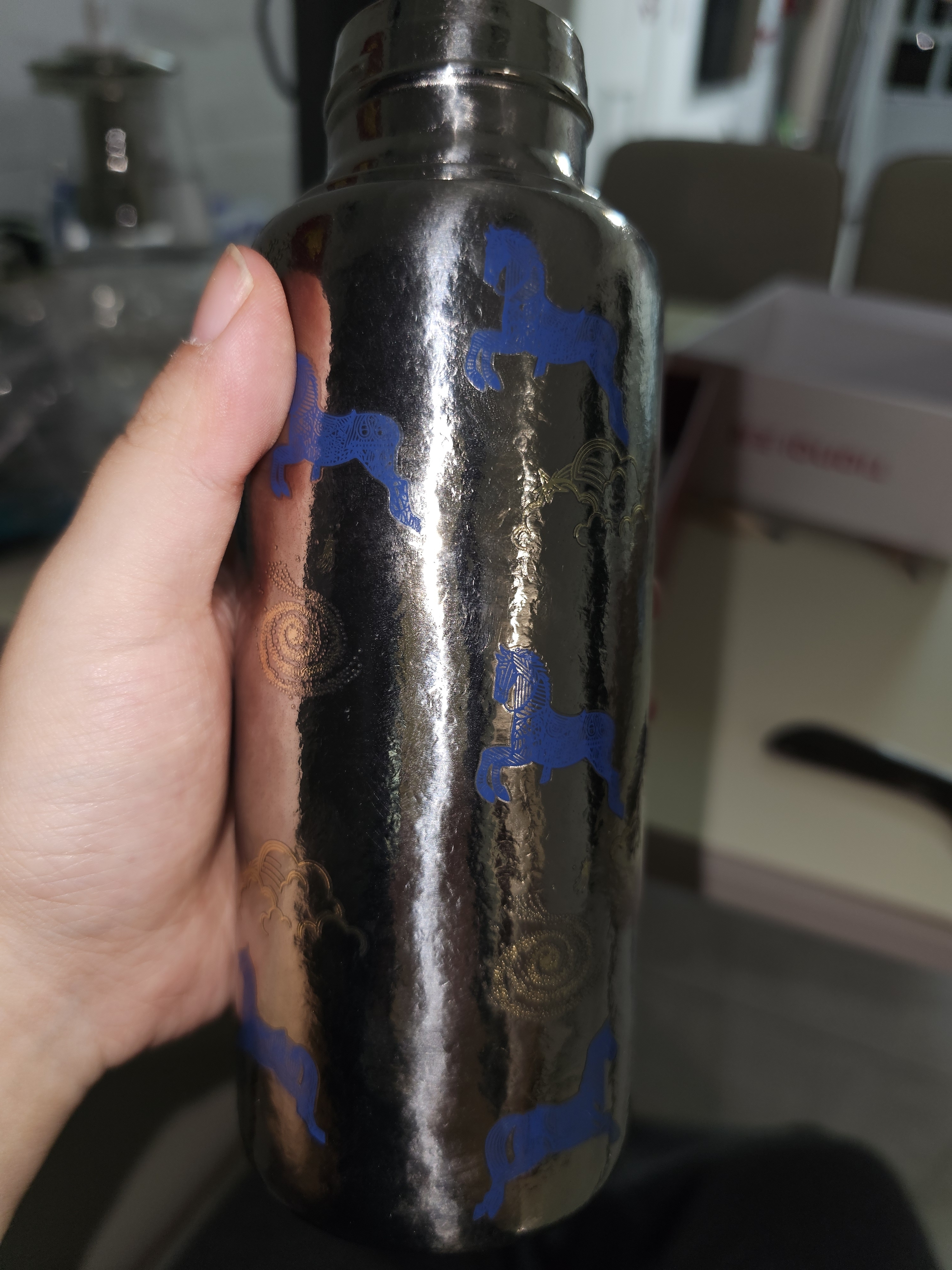 天沏纯钛保温杯闲庭便携商务户外男女焖泡茶水杯高档保鲜钛杯430ml 逐影策马-马年限定款 实拍图