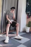 帝欧莱夫翻领短袖男士夏季休闲半袖夏天衣服男生潮牌半袖POLO男装t恤夏装 蓝条 XL 实拍图