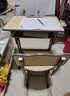 小学生学校同款书桌可升降家用学习桌儿童写字课桌椅套装 【学校同款】双柱桌椅（4cm铁柱）+木色【限时亏本】 标准 实拍图