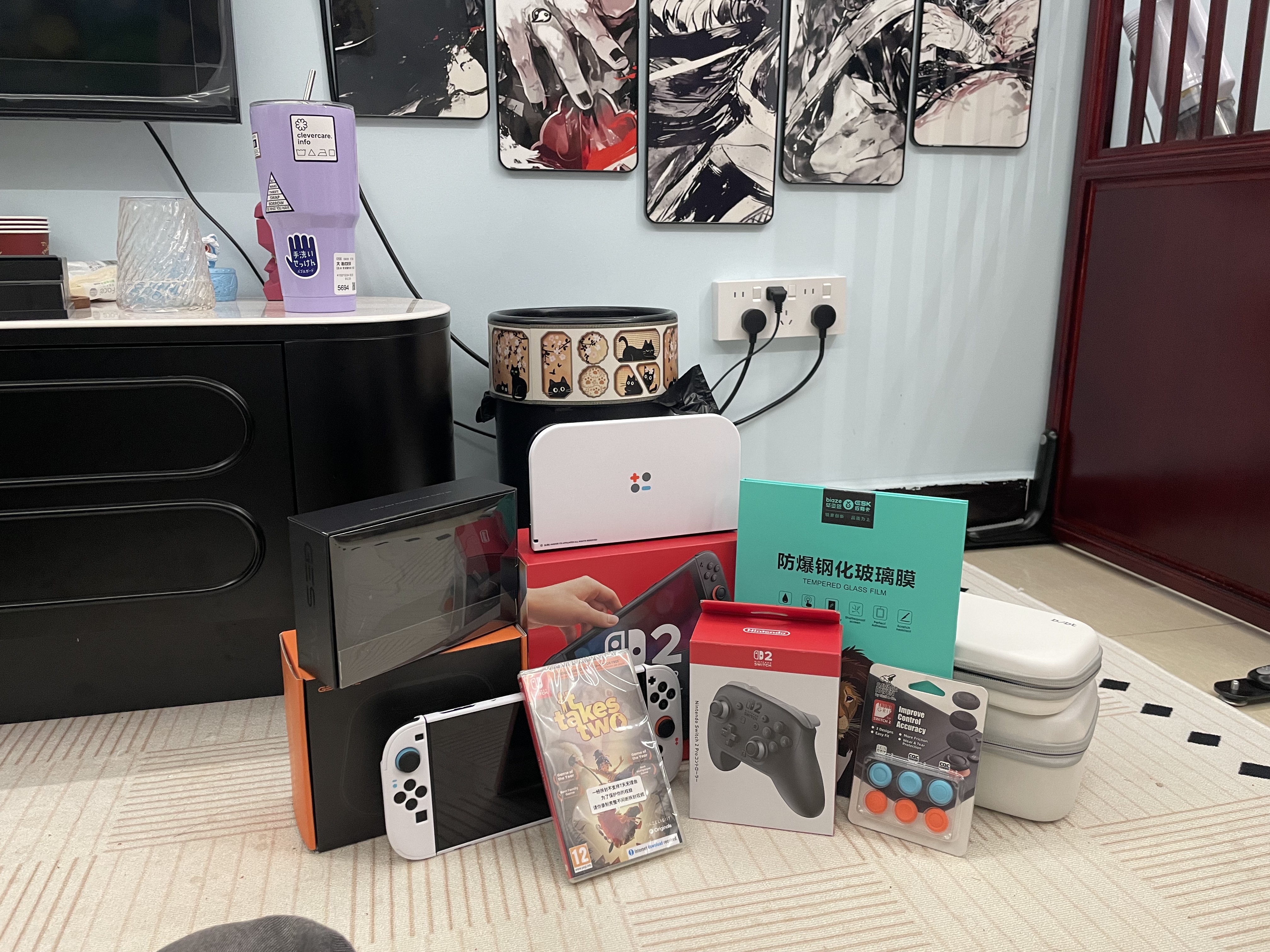 Skull & Co.Switch2专用摇杆帽 防滑防汗保护摇杆 提升手感 内涵三对 三种设计 兼容NSPro手柄 蓝红色 实拍图