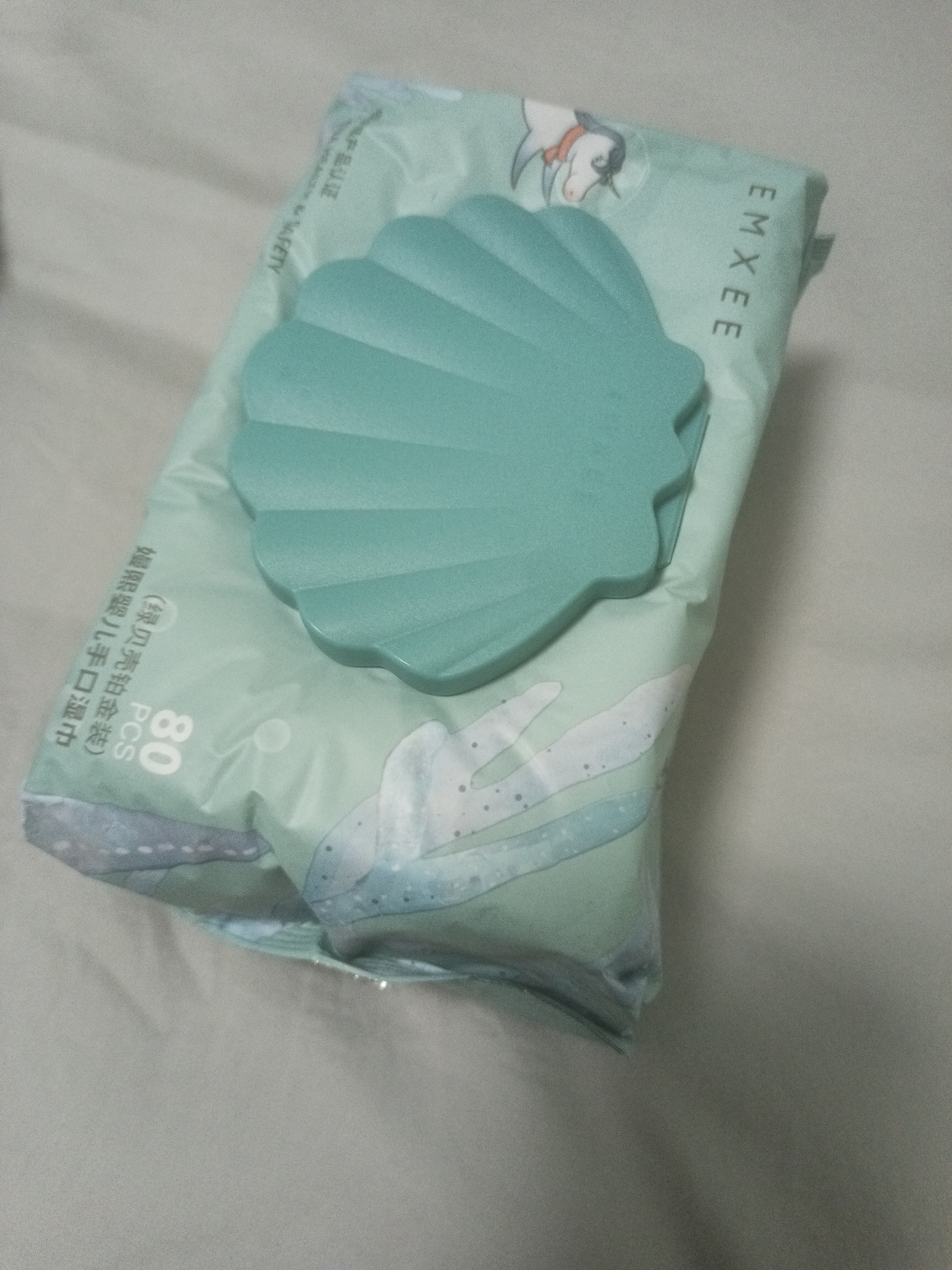 嫚熙（EMXEE）婴儿湿巾绿贝壳湿巾手口宝宝新生儿童屁屁家用加厚湿纸巾 80抽 6包 200*150mm 实拍图