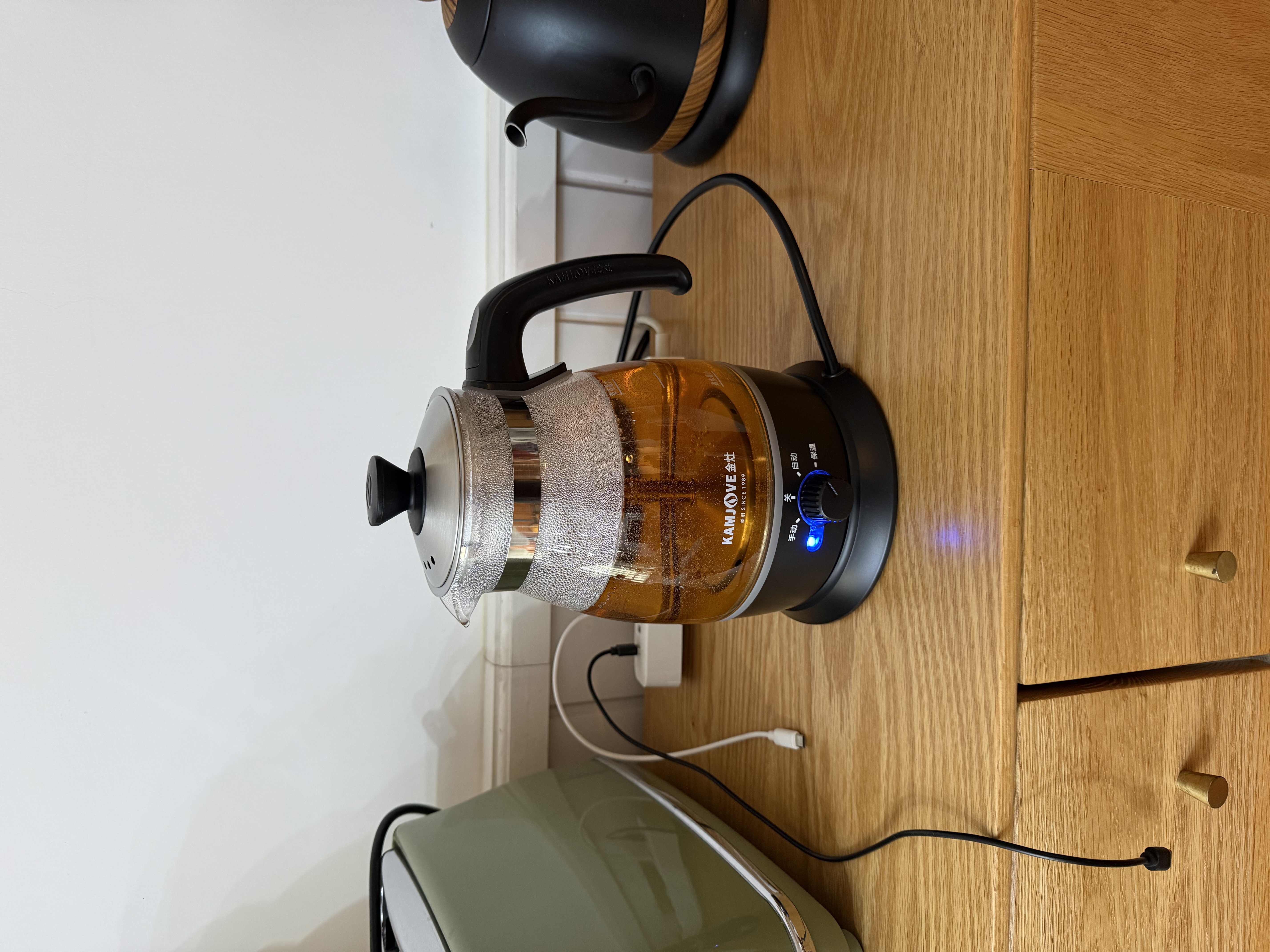 金灶（KAMJOVE） 养生壶煮茶器喷淋式煮茶炉白茶壶黑茶壶办公室家用蒸汽煮茶壶1L 黑色 1L 实拍图