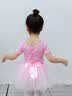 舞东方舞蹈服儿童女夏季短袖芭蕾舞裙女孩幼儿中国舞跳舞衣服女童练功服 粉色（长袖） 130  (高120-130cm 重38-43斤) 实拍图