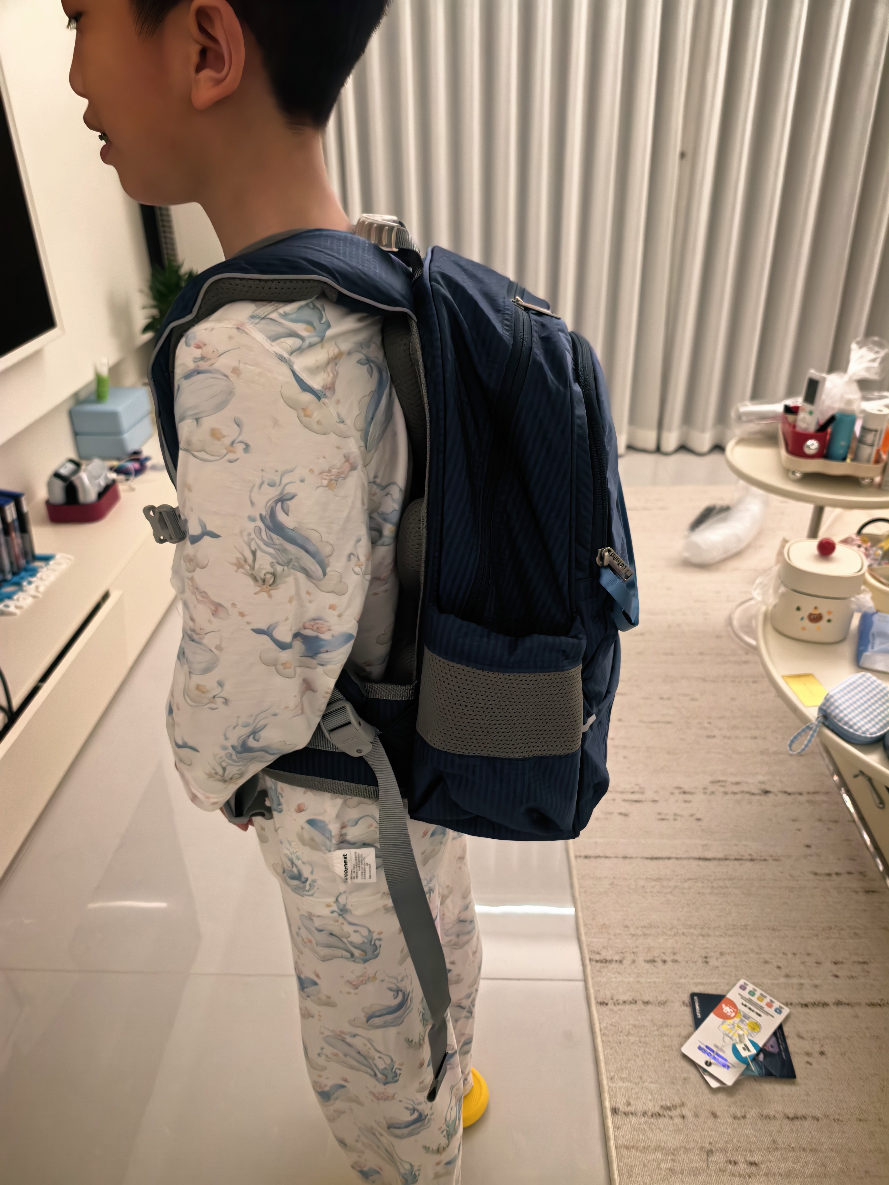 乐同儿童书包小学生345年级减负护脊书包牛顿系列中童棕蓝色 实拍图