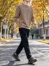 罗蒙（ROMON）卫衣男士春秋圆领长袖t恤商务休闲舒适上衣外套打底衫8170卡其XL 实拍图