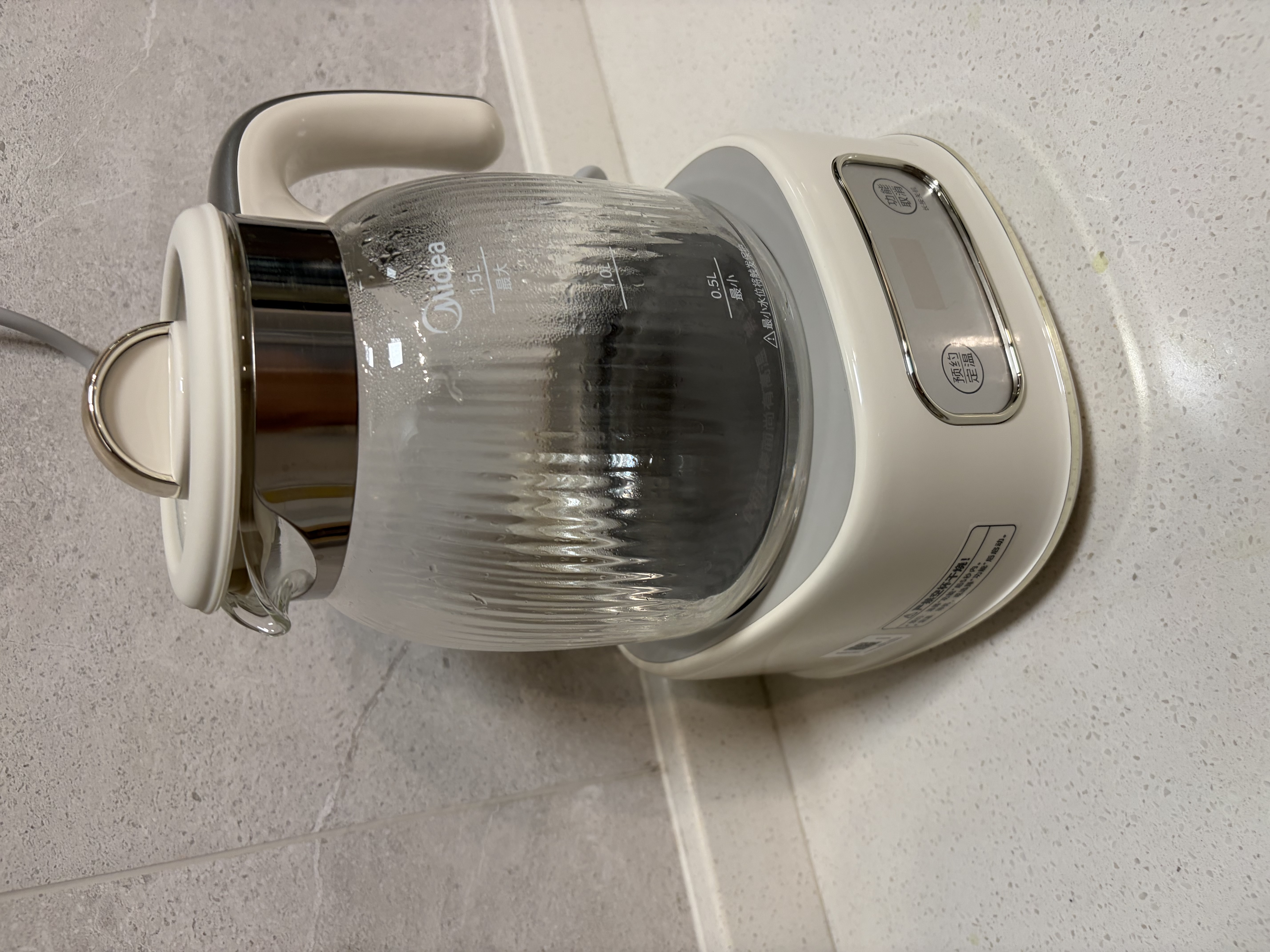 美的（Midea）0胶水全玻璃全自动养生壶煮茶壶母婴智能泡奶机烧水壶恒温电热水壶辅食机花茶壶 MK-YS15B105 1.5L 实拍图