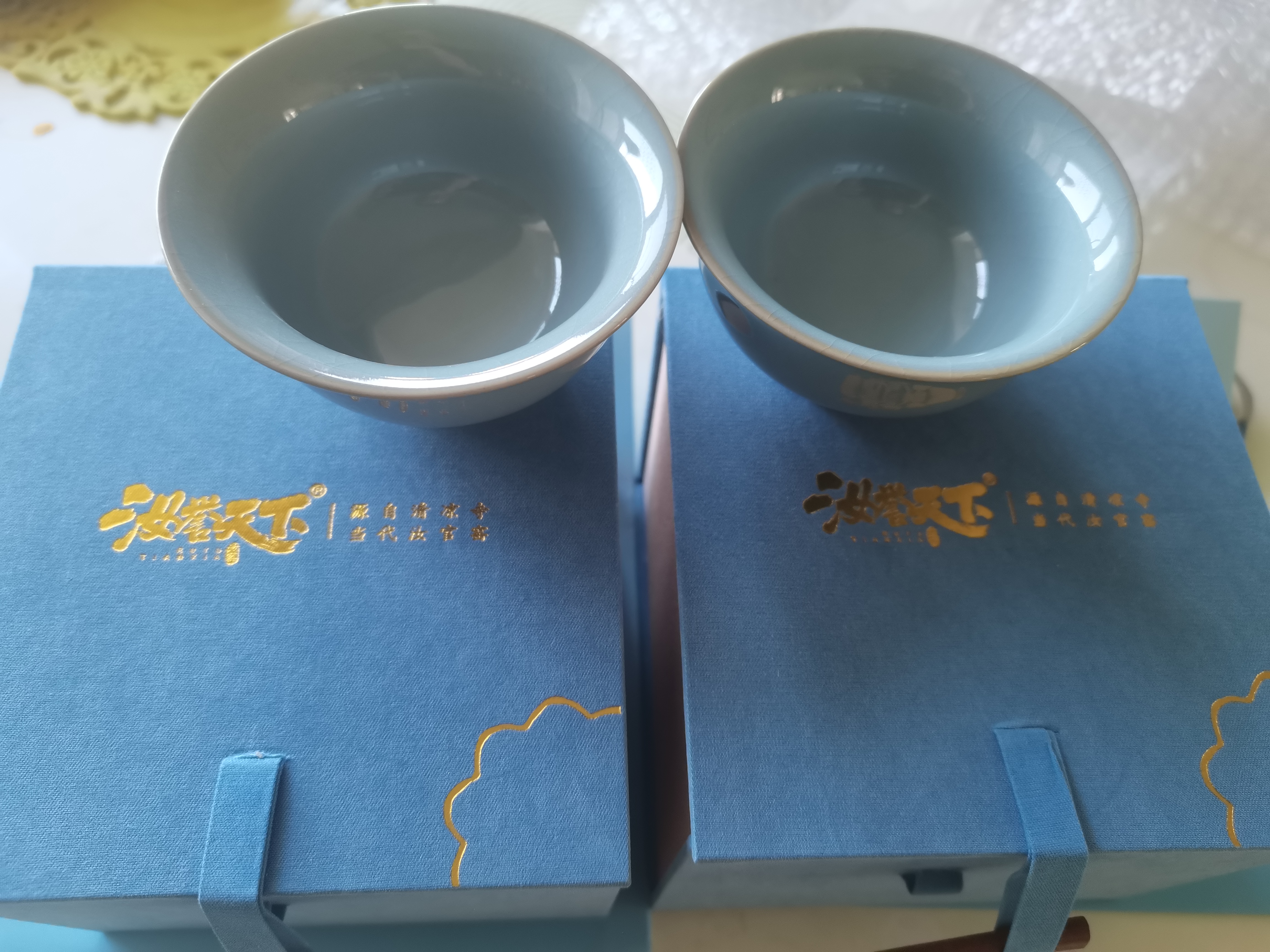 汝誉天下汝窑茶具茶杯茶壶主人杯压手杯汝州汝瓷天青色冰裂高档礼盒装 压手杯90ml1只 实拍图