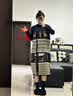 衣百壹（yIBAIyI）孕妇装秋冬复古文艺加厚毛衣马甲裙半高领针织打底连衣裙两件套装 黑色马甲+黑色打底裙 XL 实拍图