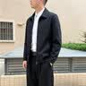 罗蒙外套男秋季商务男士翻领行政夹克上衣干部厅局风爸爸装i8藏青XL 实拍图