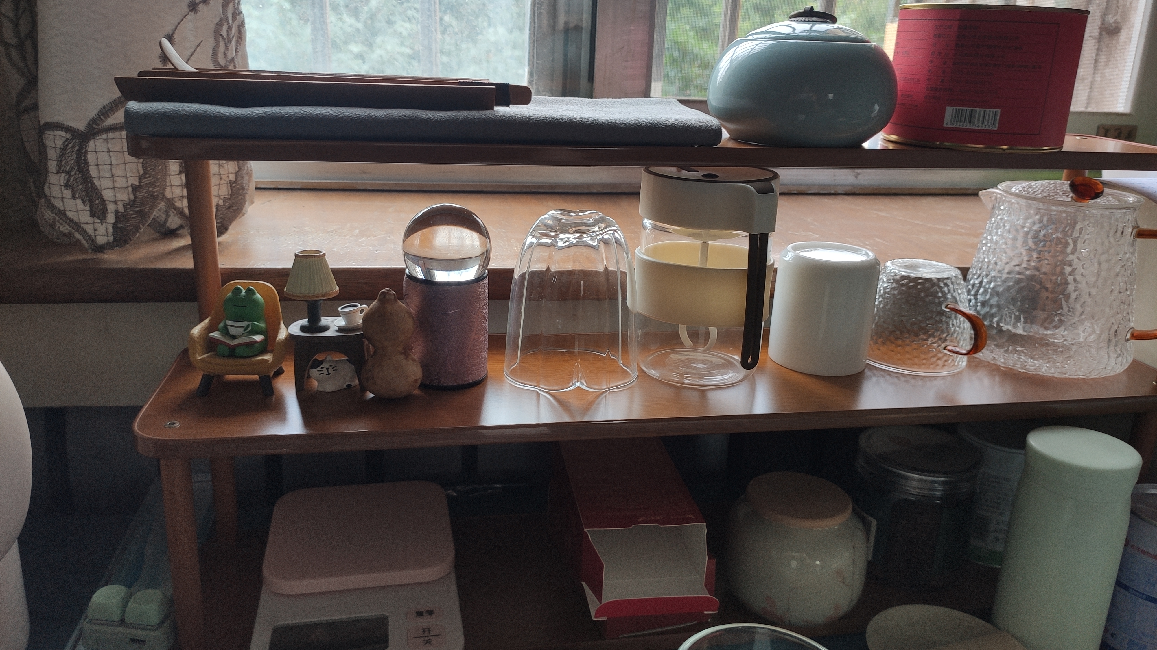 AEY桌面置物架小型博古架茶杯茶具多层摆放展示收纳架 茶色三层60 实拍图