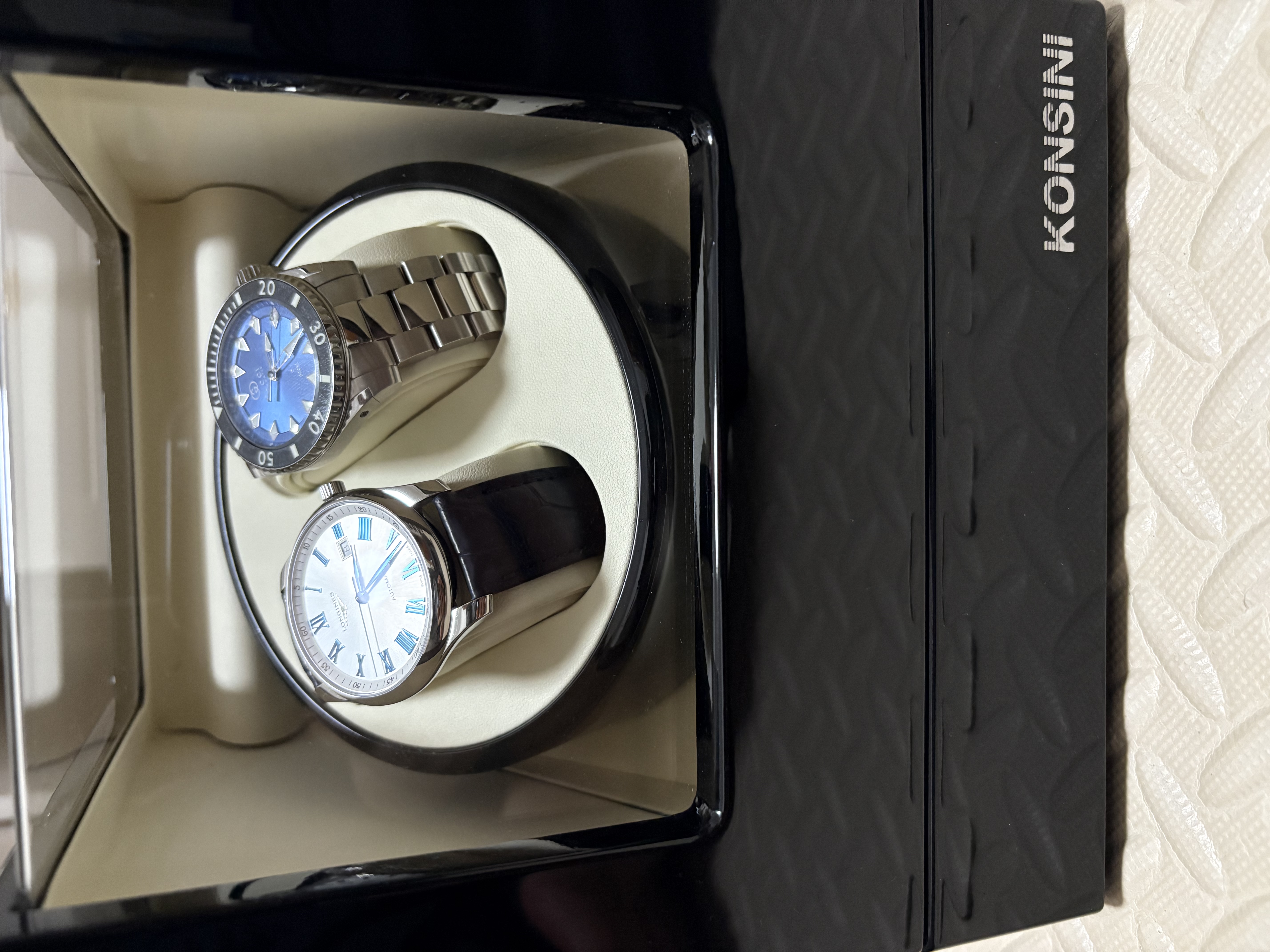 柯士尼瑞士品牌防磁摇表器自动手表盒上链旋转晃表器转表器送礼生日礼物 2+0黑色高光漆+米黄皮 实拍图