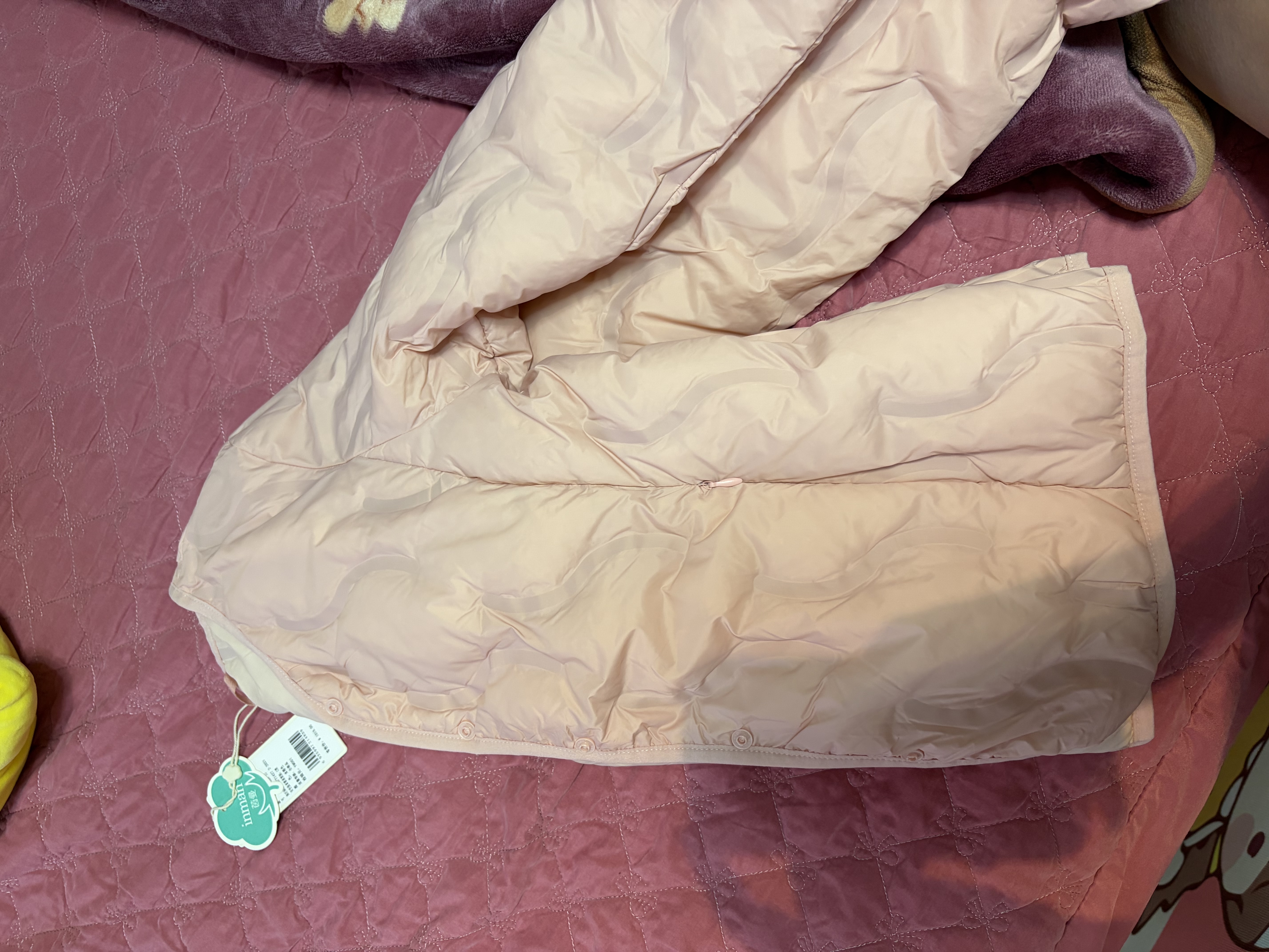 茵曼（INMAN）轻薄简约无领短款羽绒马甲女士2026新款可内搭可外穿薄款外套 粉色 S 实拍图