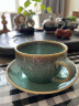 器物集 拿铁咖啡杯陶瓷窑变复古咖啡杯碟套装拉花杯高档精致卡布杯300ml 翡翠绿300ml-咖啡杯碟+勺子 晒单实拍图