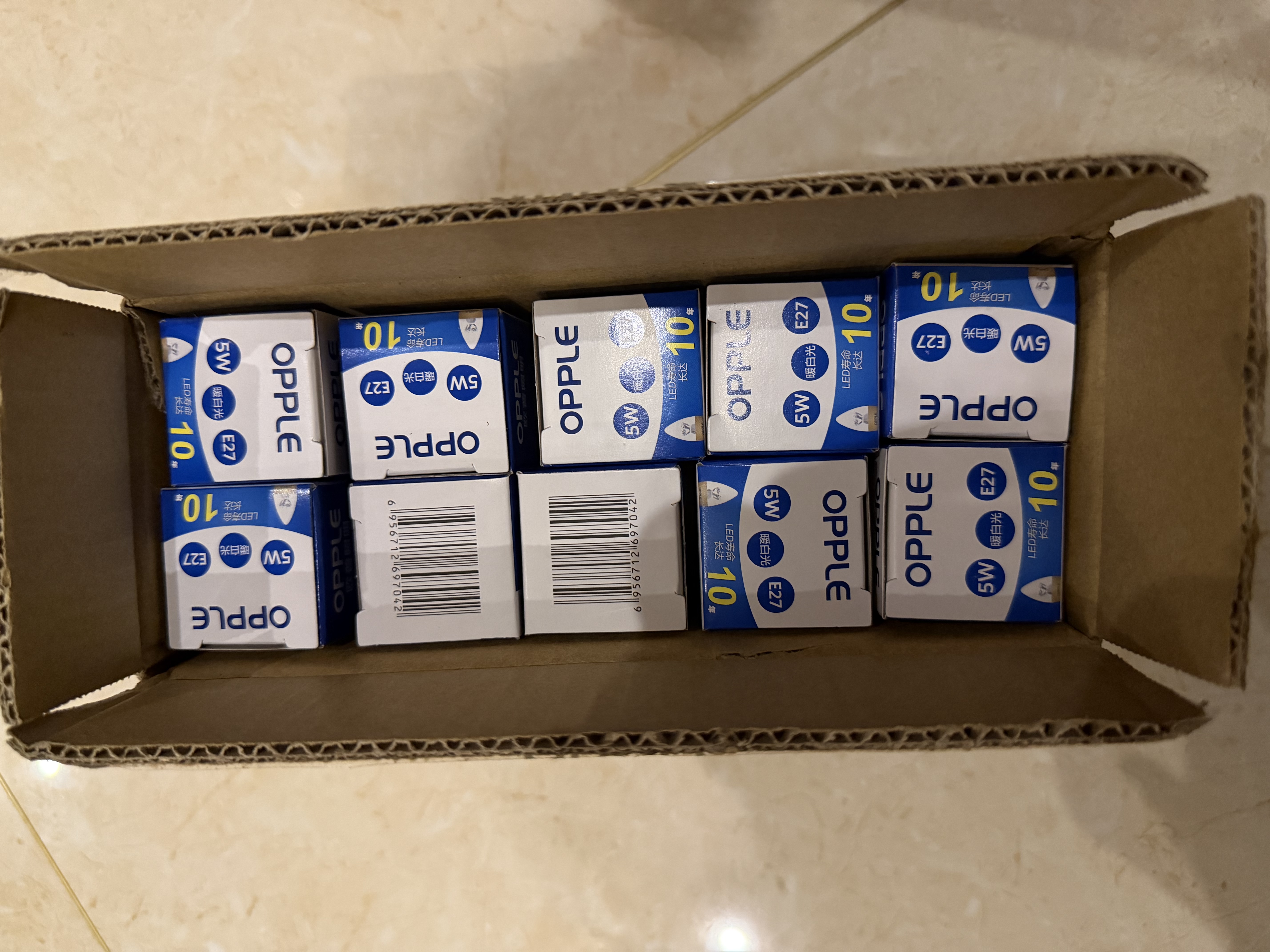 欧普照明led灯泡蜡烛泡水晶灯泡吊灯灯泡壁灯球泡小螺口灯具 【5W】10只装【E27大螺口】尖泡 暖白光 实拍图