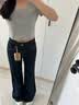 全品屋穿衣镜全身镜落地镜挂门服装店试衣镜壁挂镜挂穿一体简约北欧风 【圆角】赫本黑160*50cm 高清镜面 实拍图
